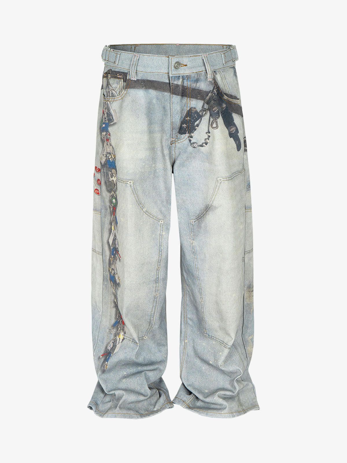 Jean Multi-Keychain Heart Digital Printed Jeans Size US 32 / EU 48 - 3 Thumbnail