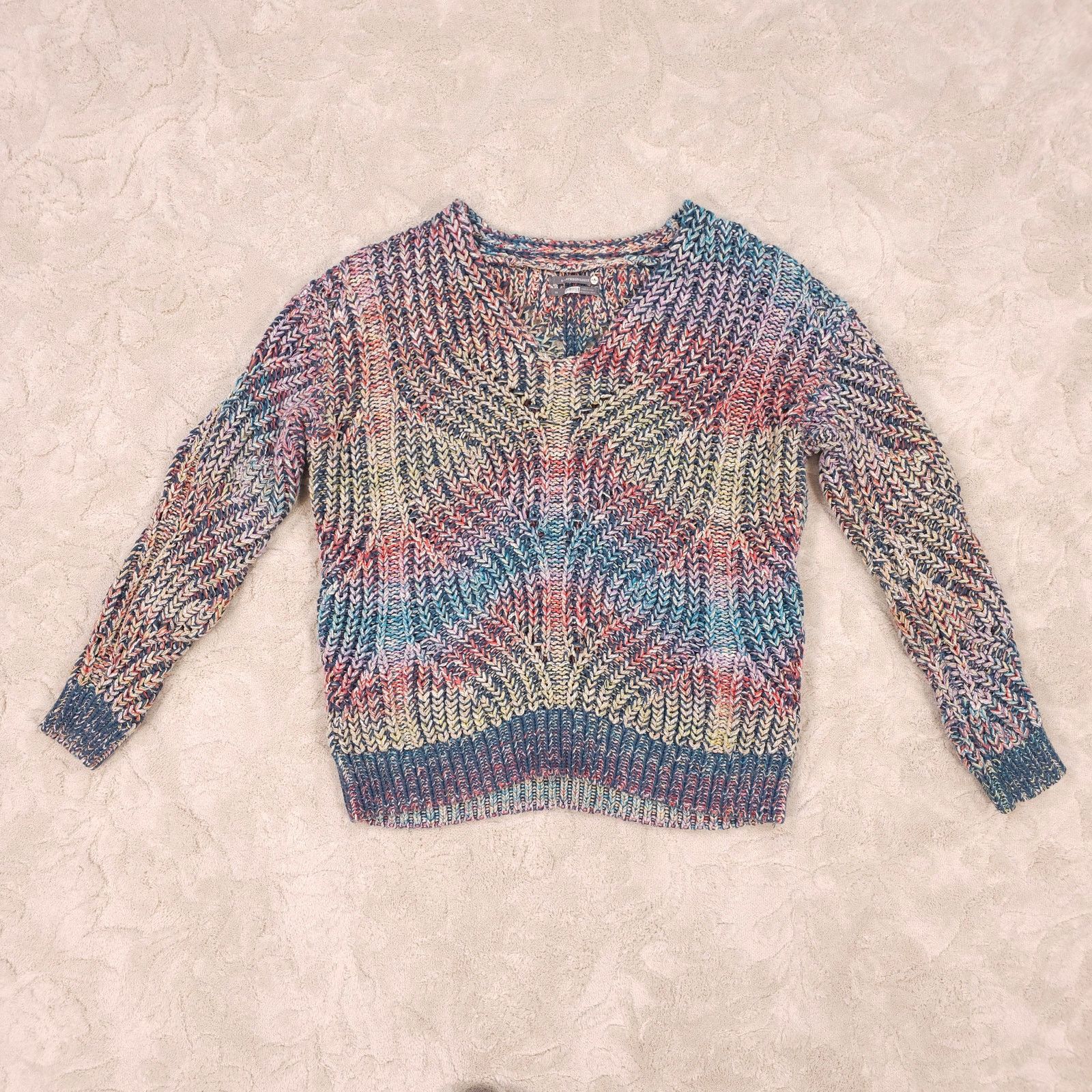 Anthropologie Anthropologie Chroma Rainbow Knit Sweater Sz Extra Small Size XS / US 0-2 / IT 36-38 - 5 Thumbnail