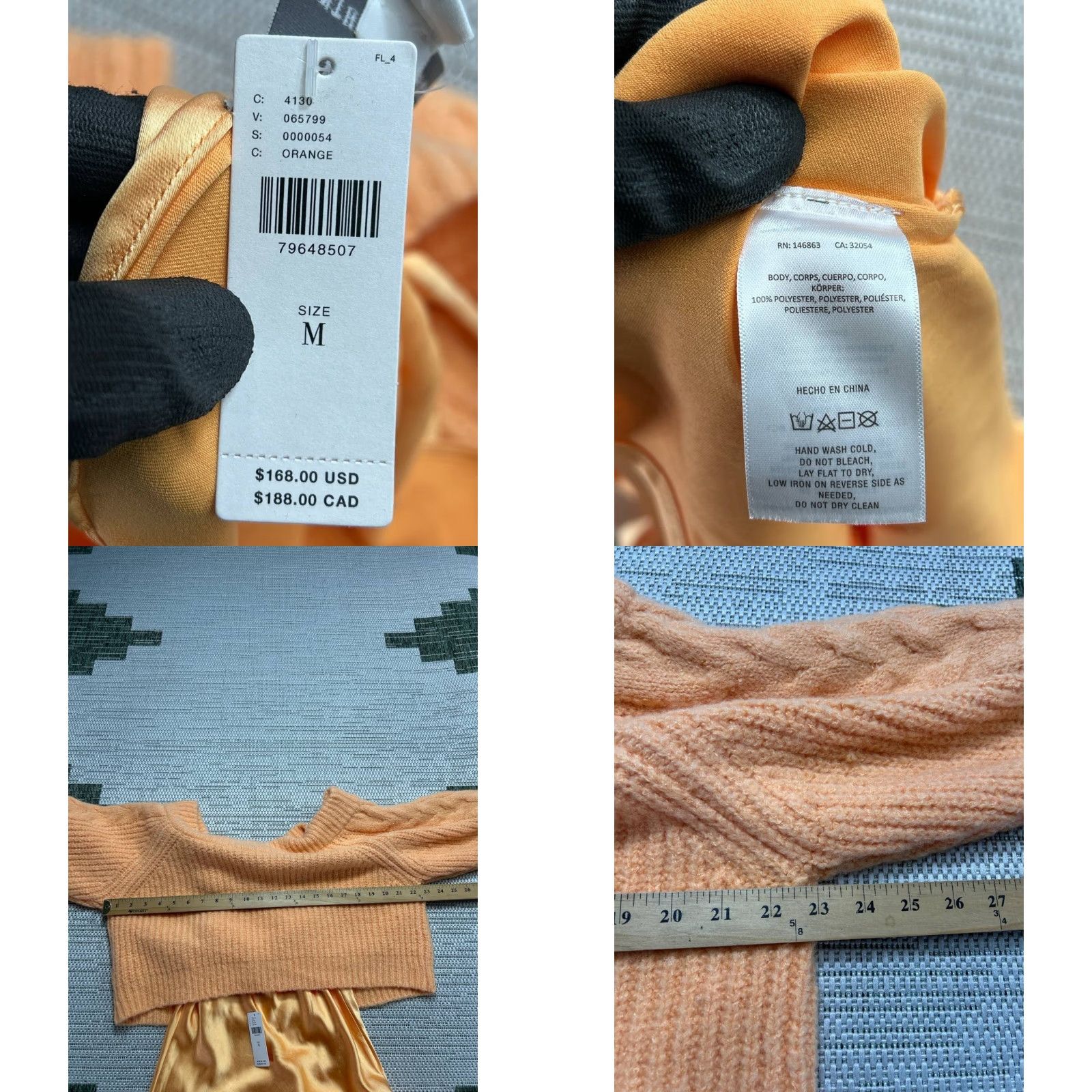Anthropologie Mare Anthropologie Sweater Midi Dress Women M Orange Knit V-Neck Dolman Sleeve Pullover Size M / US 6-8 / IT 42-44 - 8 Thumbnail