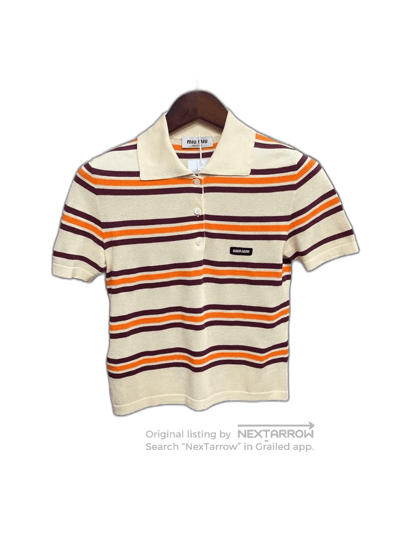 Miu Miu MiuMiu Orange Brown Striped Polo Shirt. Size US M / EU 48-50 / 2 - 1 Thumbnail