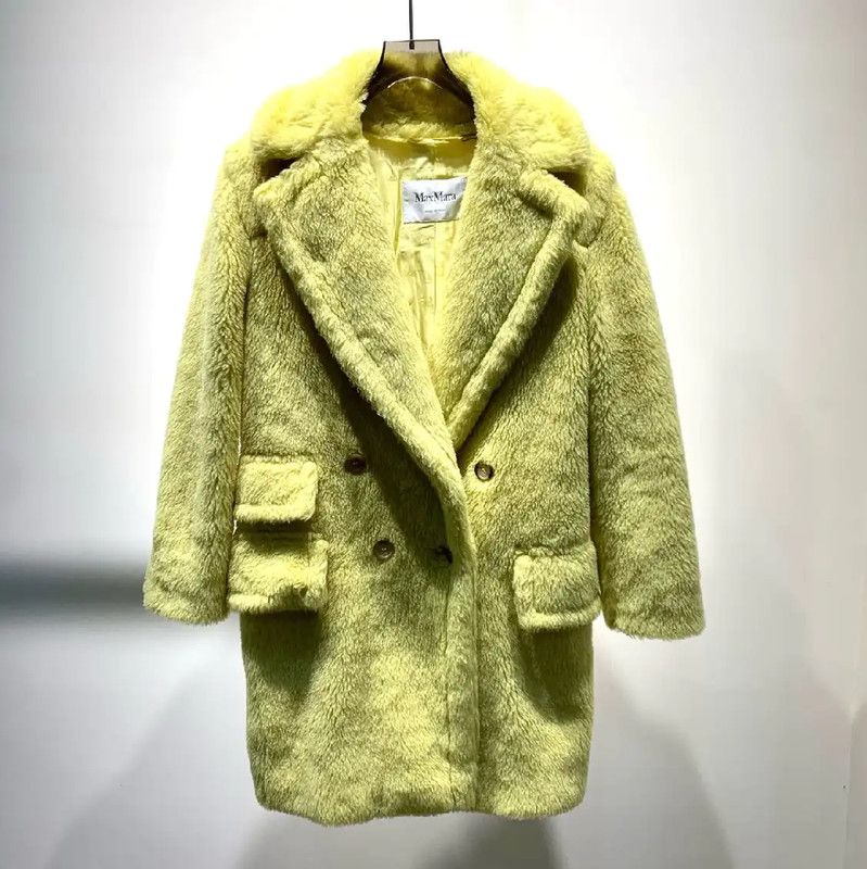 Max Mara MaxMara Cozy Yellow Wool Coat for Women 0089 Size ONE SIZE - 1 Thumbnail