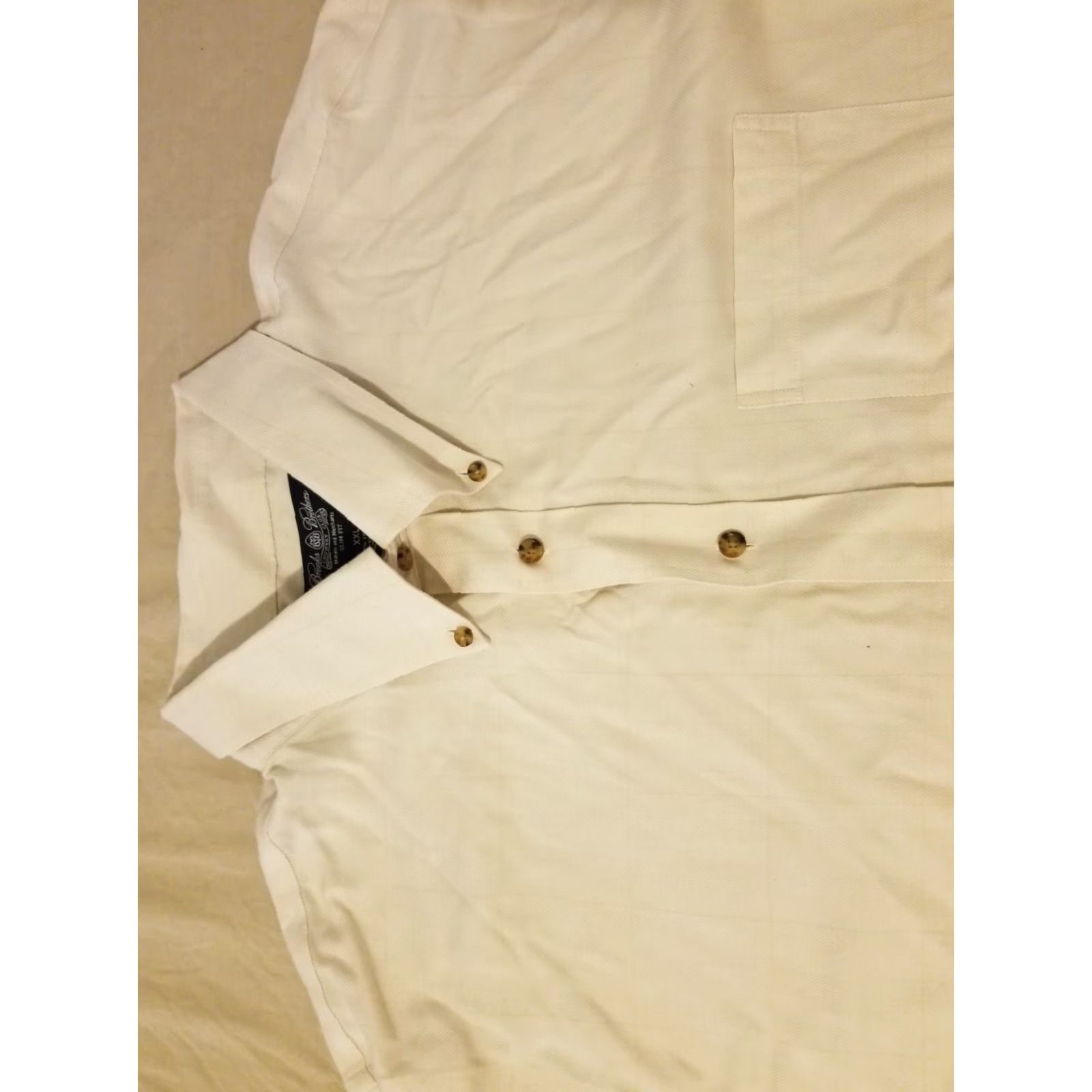 Brooks Brothers VINTAGE? Brooks Brothers Dress Shirt 2XL Beige Cotton Mens Slim Button Shirt Size 48R - 2 Thumbnail