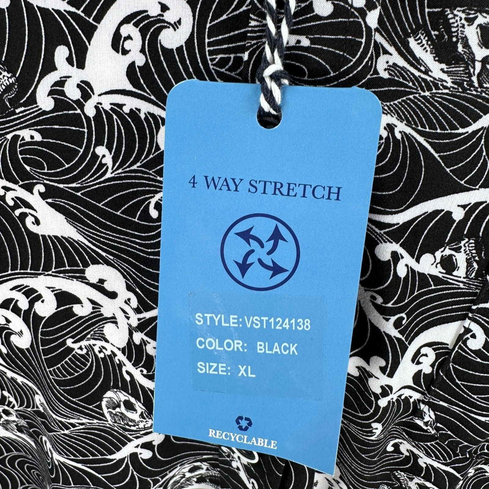 VSTR VSTR Shirt Men’s XL Black White Skull Wave 4 Way Short New Size US XL / EU 56 / 4 - 6 Thumbnail