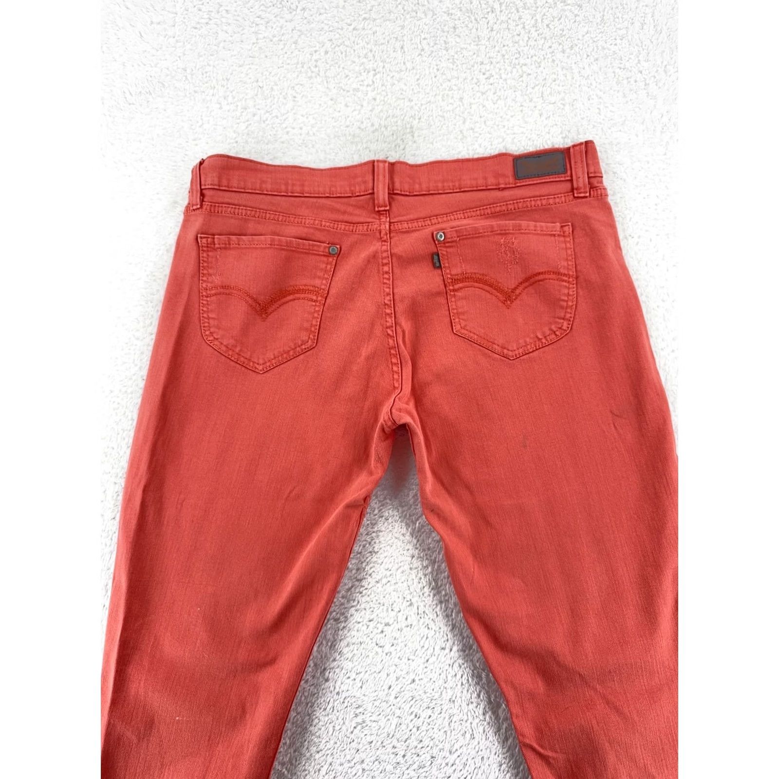 Levi's Levi's 524 Jeans Womens 33 Red Distressed Slim Fit Stretch Denim Skinny Pockets 33 in Inseam 32 in XS? Size 24" / US 00 / IT 34 - 2 Thumbnail
