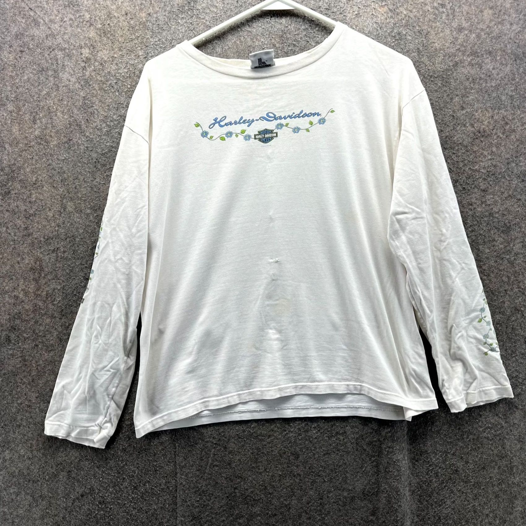 Harley Davidson Harley-Davidson Shirt Womens M Beige Floral Graphic Cotton Long Sleeve Y2K Embroidered T-Shirt Modern Basic Spring Summer Mens Womens Girls Boys Size M / US 6-8 / IT 42-44 - 2 Thumbnail