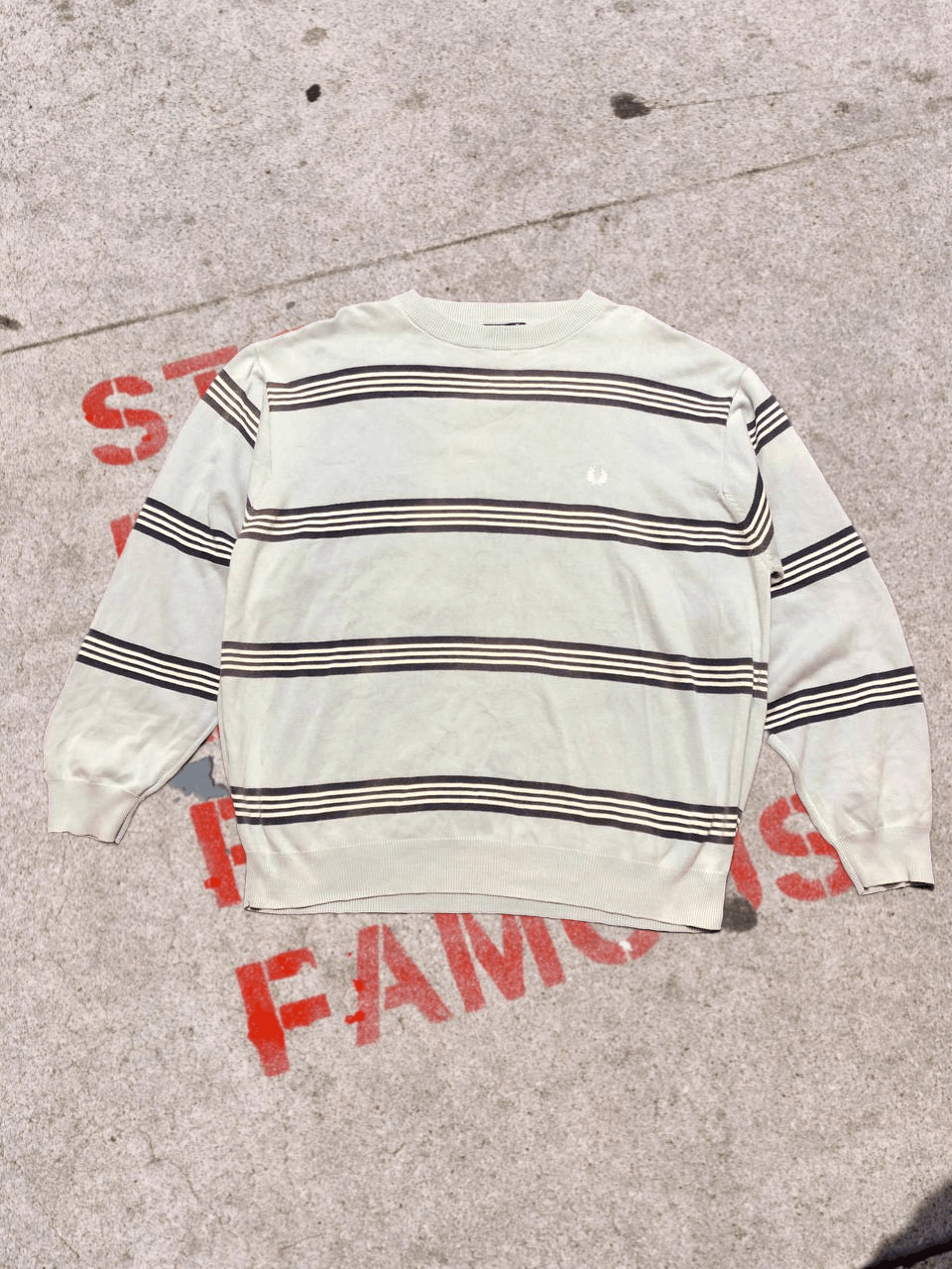 Fred Perry Vintage FRED PERRY STRIPED Sweater Cotton Knitted Size US XL / EU 56 / 4 - 1 Thumbnail