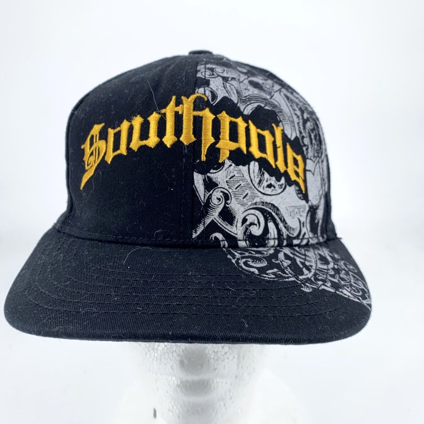 Southpole Southpole Hat Cap Fitted Mens Medium Embroidered Graphic Streetwear Black Twill Cotton Spandex Baseball Cap Geometric Hip Hop Casual Mens Size ONE SIZE - 2 Thumbnail