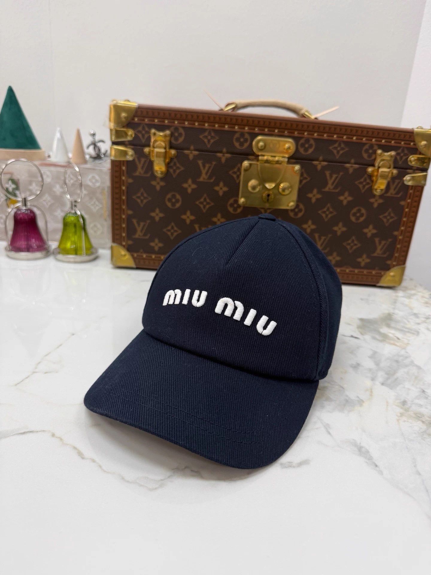 Miu Miu Miu Miu Blue Embroidered Hat 99 New S Velcro Adjustable Size ONE SIZE - 1 Thumbnail