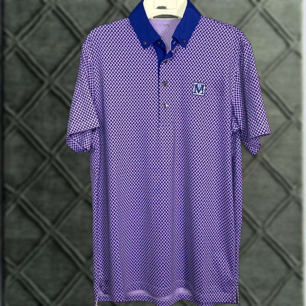 Vintage Greyson Den Of Thieves Golf Polo Shirt Wolf Print Men’s Small Purple Green 21x30 Size US S / EU 44-46 / 1 - 1 Thumbnail