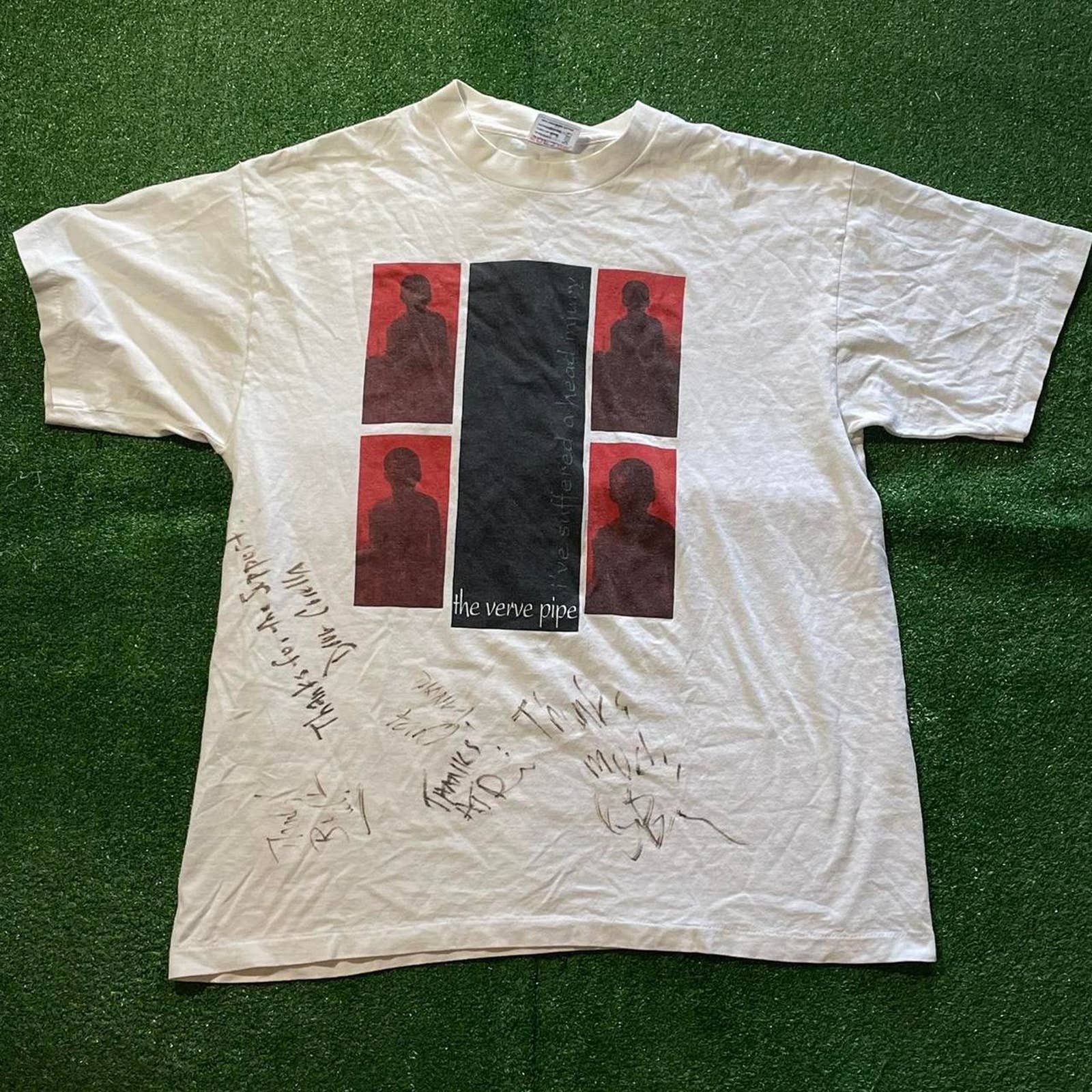 image of Band Tees VTG 90's The Verve Pipe Rock Band Tee(Signed By Members)Sz XL in White, Men's