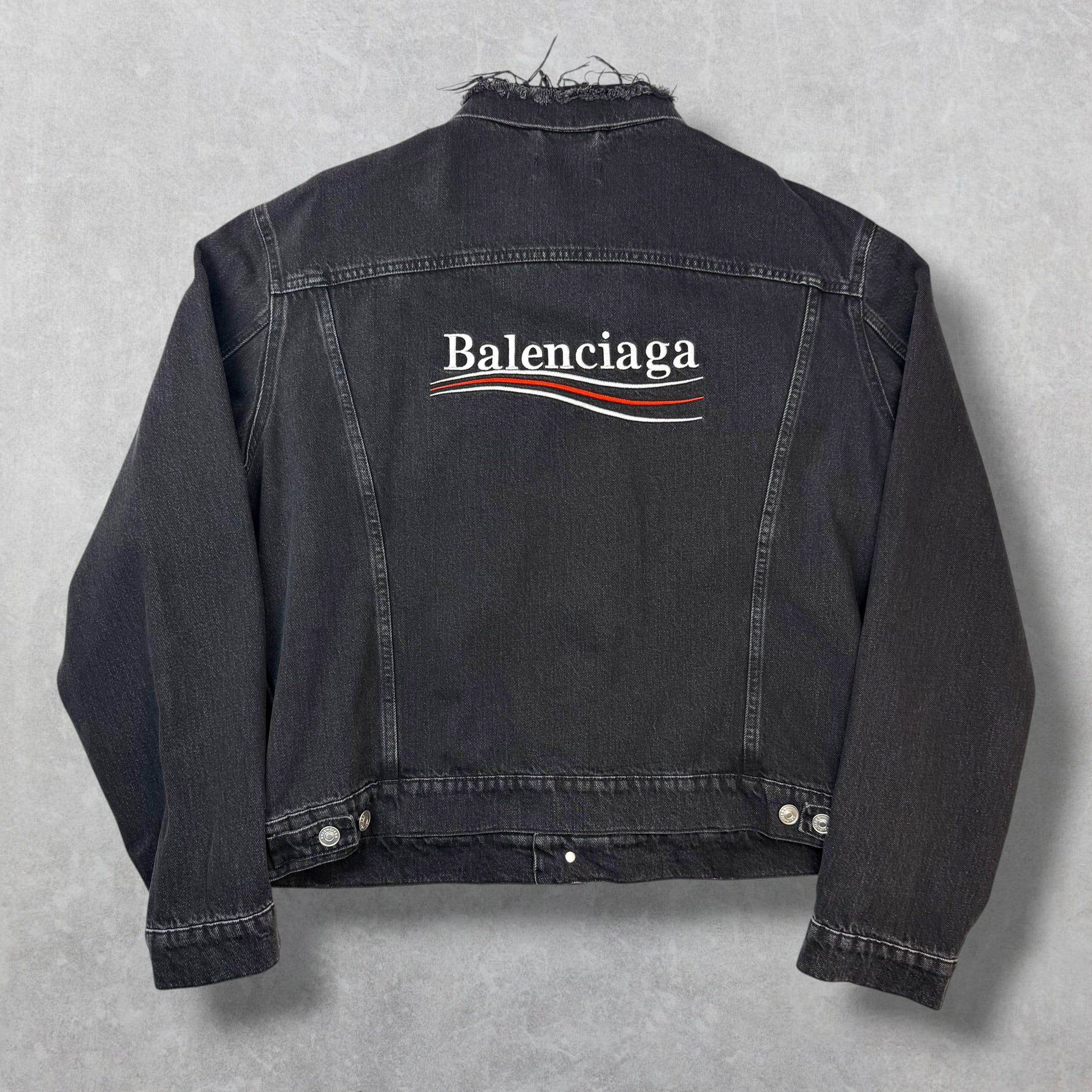 Balenciaga Balenciaga Embroidered Political Logo Denim Jacket 54 (L) Size US L / EU 52-54 / 3 - 1 Thumbnail
