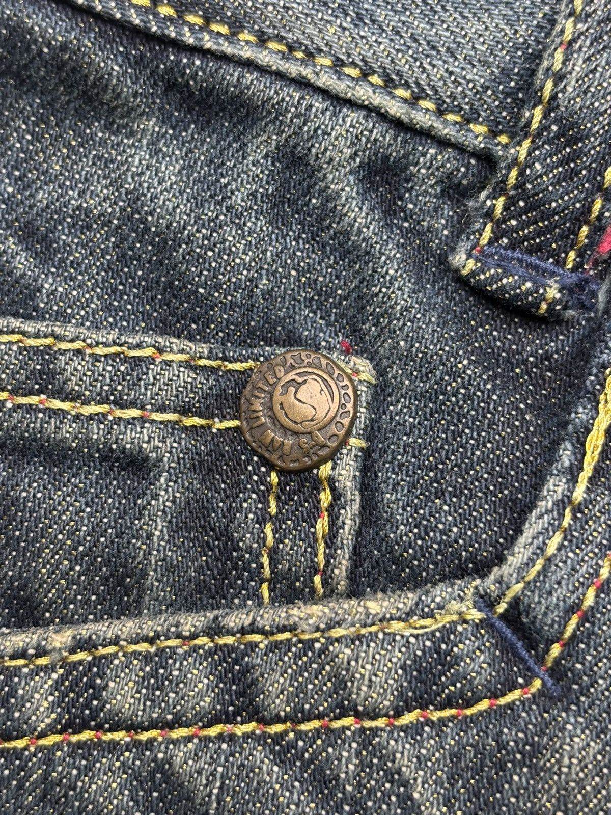 Hedi Slimane Metallic Gold Glitter Indigo Denim Jeans Size US 30 / EU 46 - 8 Thumbnail