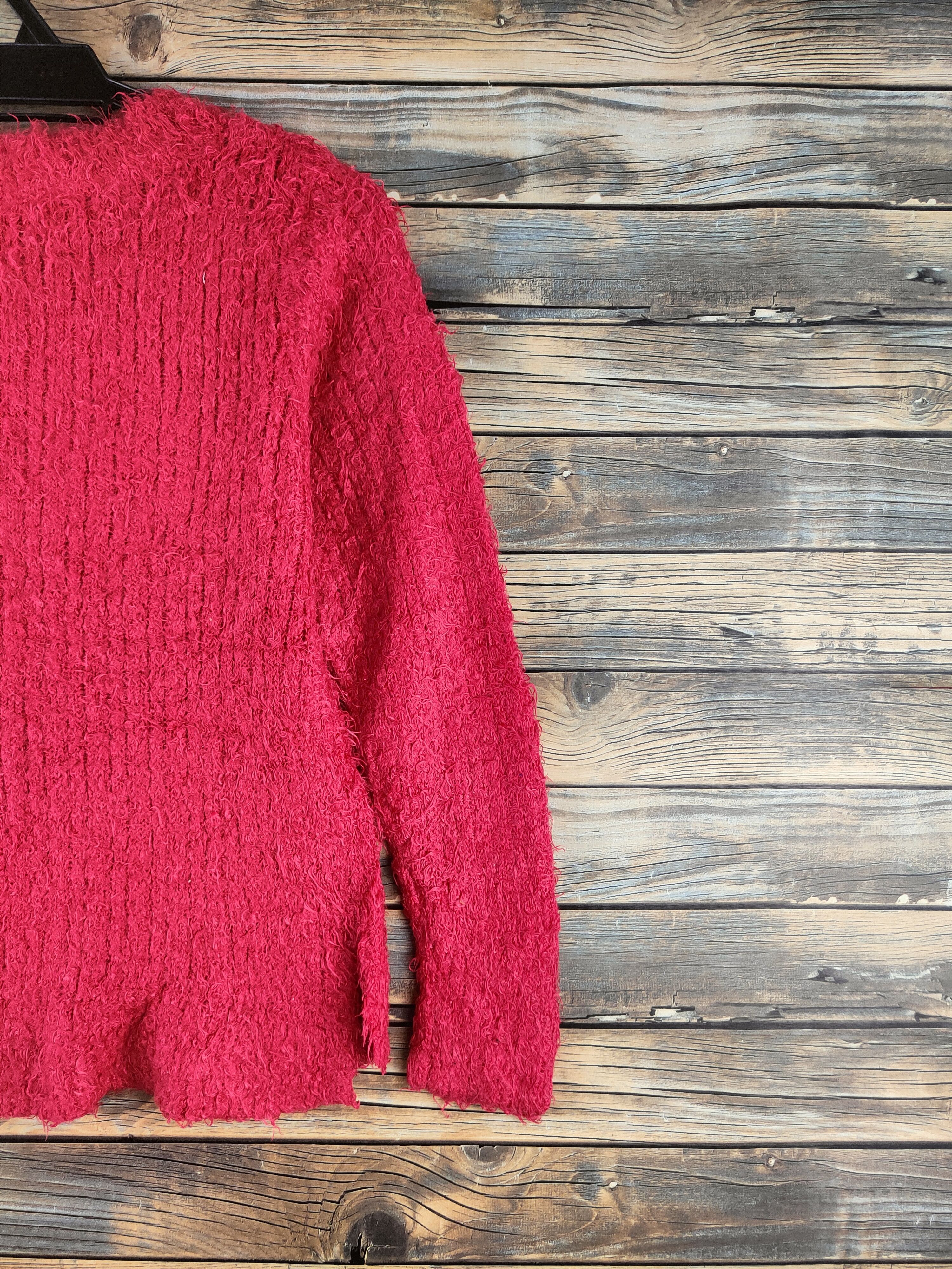 Japanese Brand DL Chocol Raffine Red Fur Mohair shaggy Knitwear #46-912 Size S / US 4 / IT 40 - 9 Thumbnail