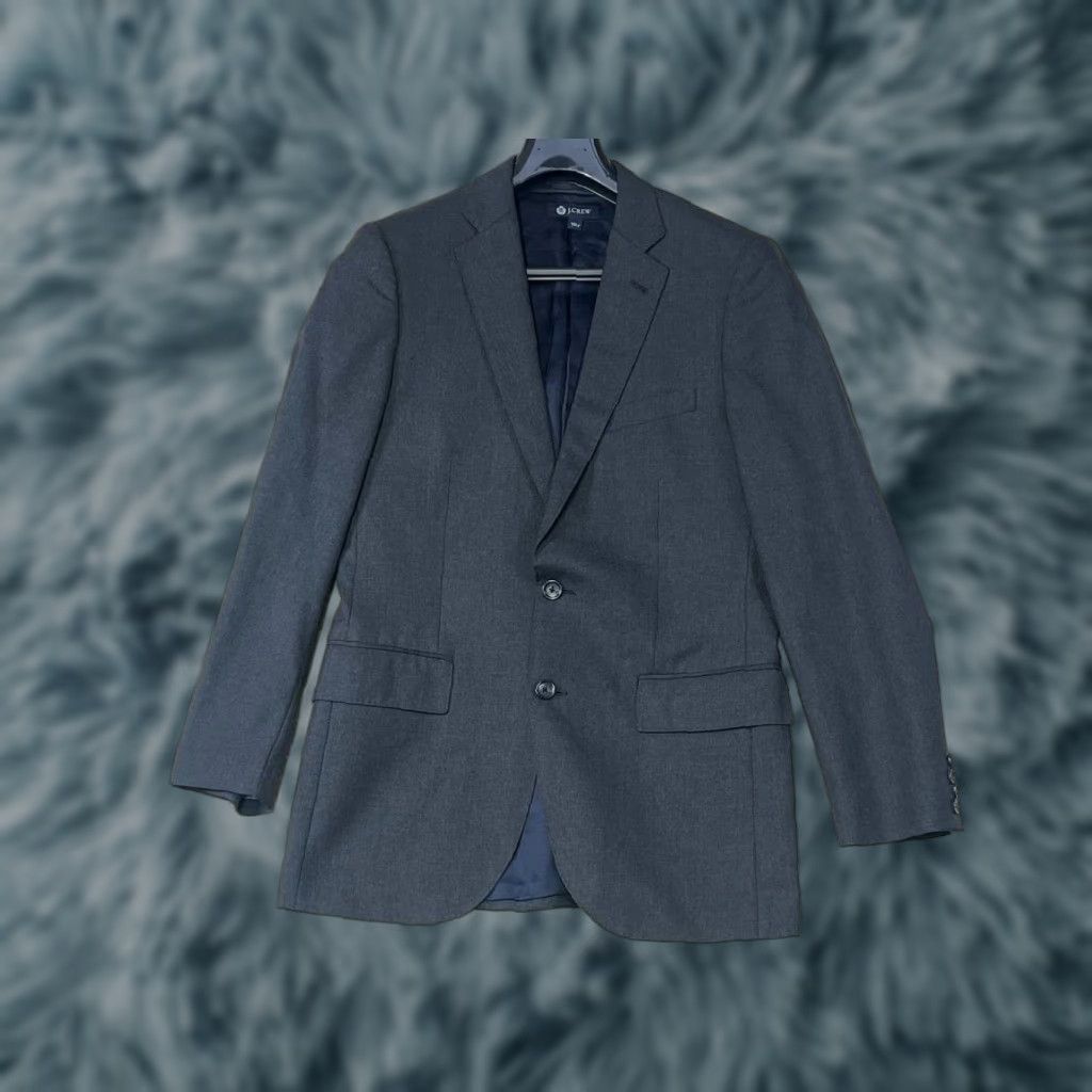 J.Crew J.CREW Blazer Jacket Mens Size 36R Wool Gray Two-Button Notch Lapel Slim Regular Short Jacket Front Button Two-Button Casual Sports Size 36R - 1 Thumbnail