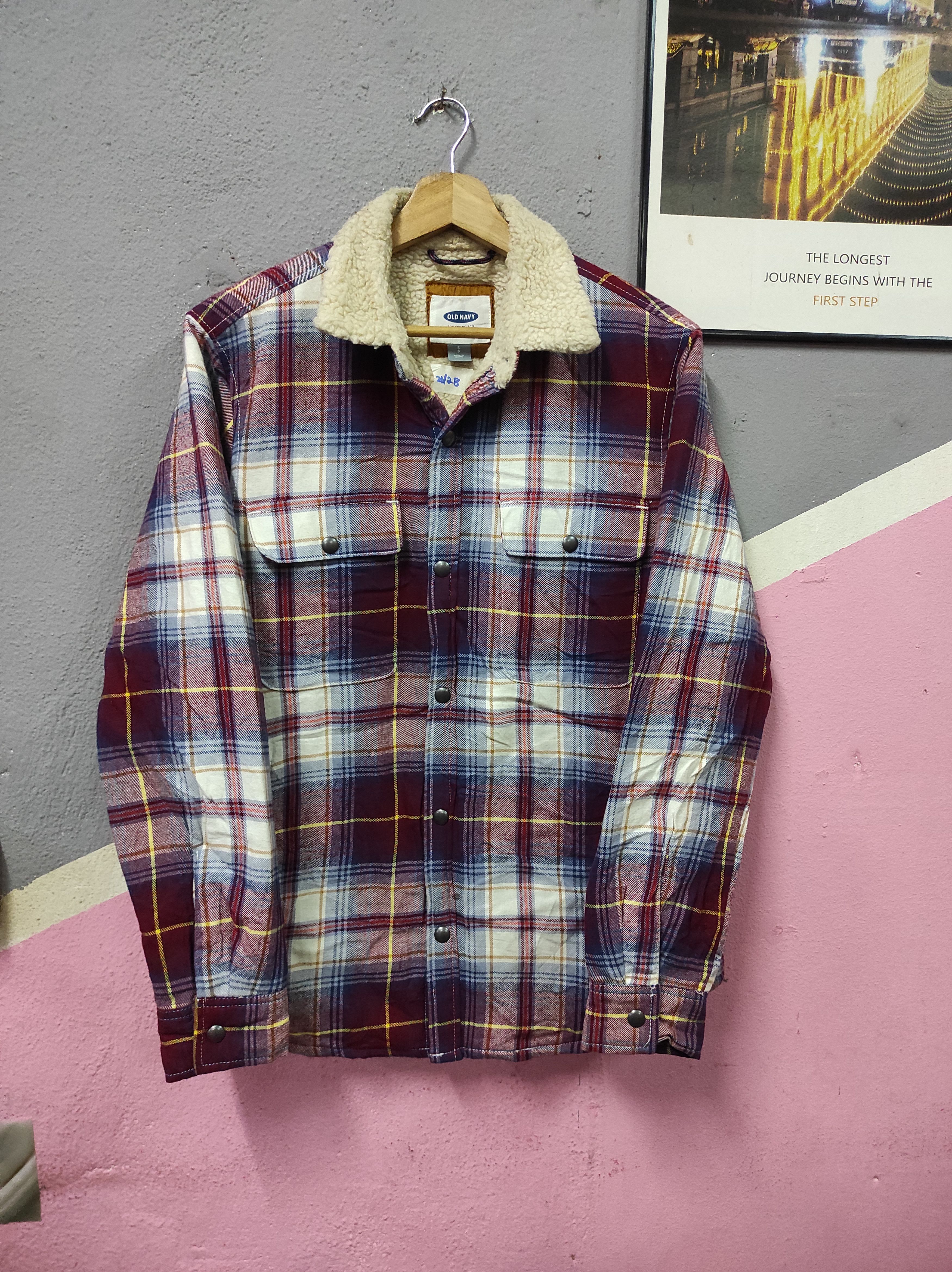 Japanese Brand × Old Navy OLD NAVY PLAID DOUBLE POCKET LINING SHERPA JACKET SHIRT Size US S / EU 44-46 / 1 - 1 Thumbnail
