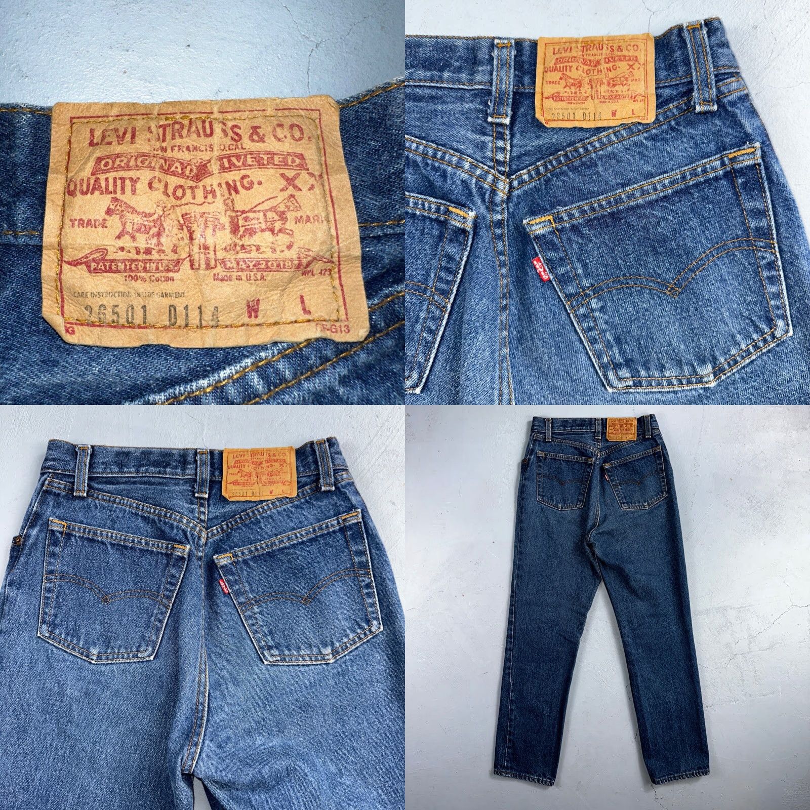 Levi's VINTAGE Levis 501 Jeans 80s USA Blue Straight Leg XX Med Wash 26501 25x27 Size 42" / US 20 - 10 Thumbnail
