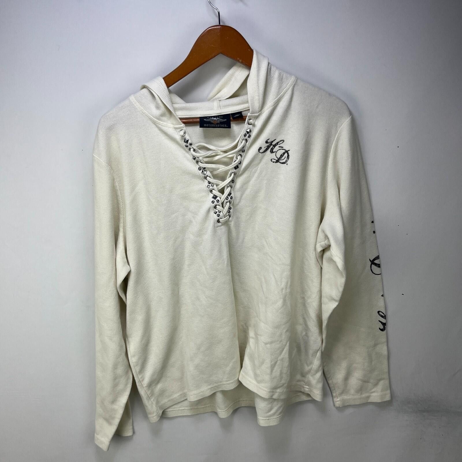Harley Davidson Vintage Harley Davidson Rhinestone Skull Thermal Hoodie 2W Size XXL / US 16-18 / IT 52-54 - 6 Thumbnail