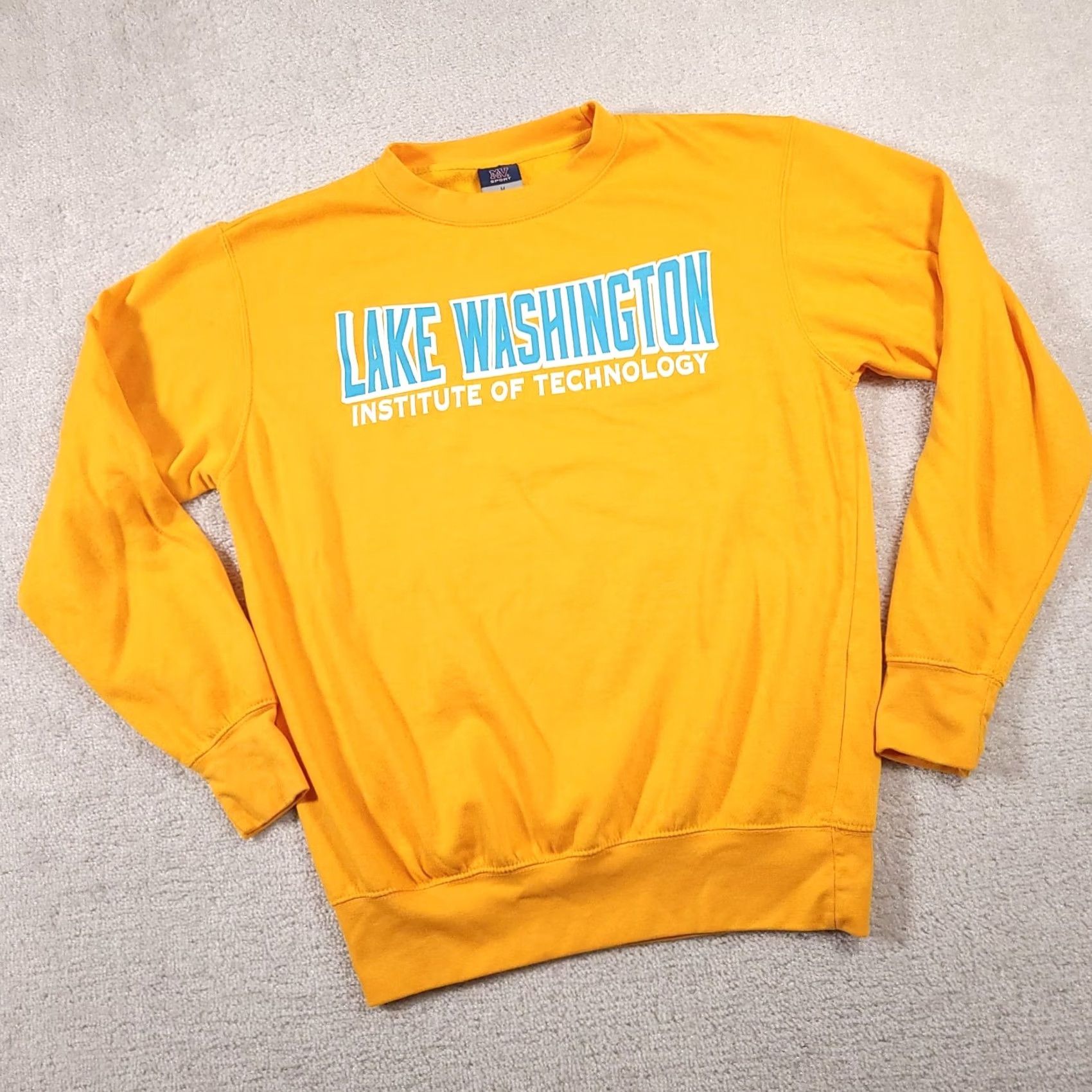 Vintage VINTAGE MV Sport Sweatshirt Lake Washington Institute Of Technology Mens M Yellow Size US M / EU 48-50 / 2 - 2 Thumbnail