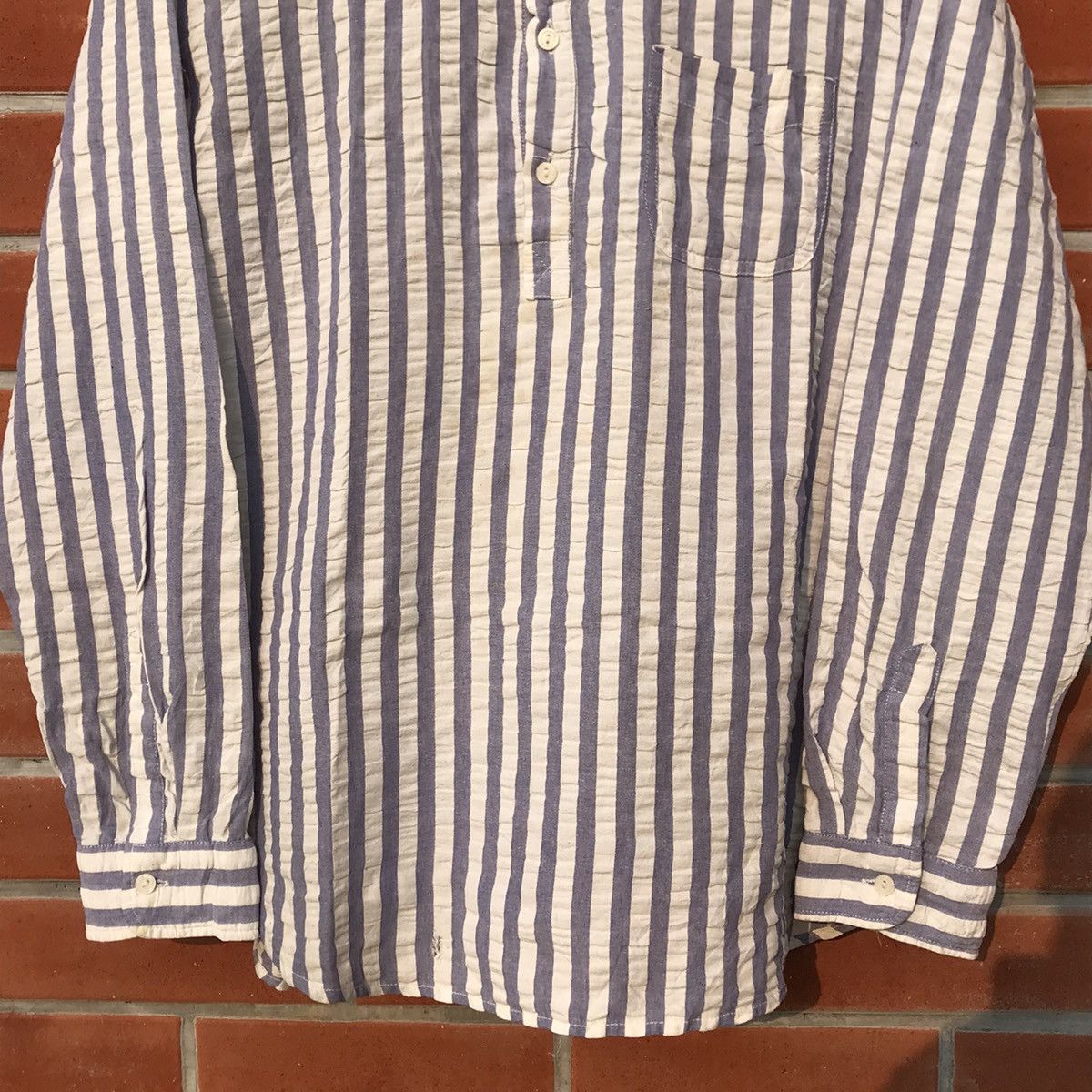 Neil Barrett × Vintage Neil Barrett Granddad blue Stripes long sleeves shirt m Size US L / EU 52-54 / 3 - 6 Thumbnail