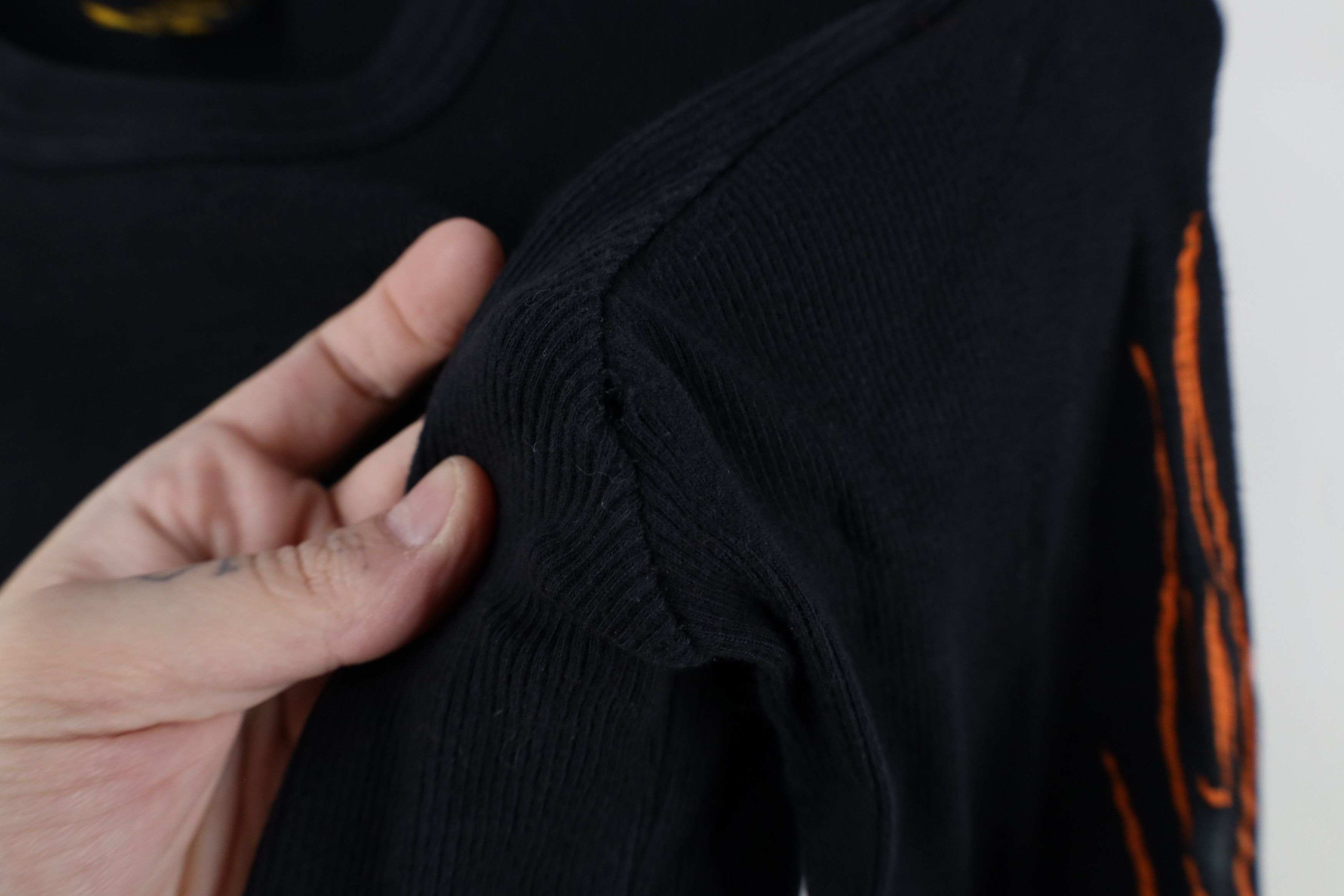 Vintage Vintage Y2K Flames Motorcycle Thermal Knit T-Shirt Black Size S / US 4 / IT 40 - 6 Thumbnail