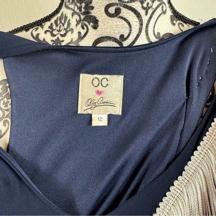 Oleg Cassini Oleg Cassini navy with white fringe flower embellished mini Size XL / US 12-14 / IT 48-50 - 8 Thumbnail