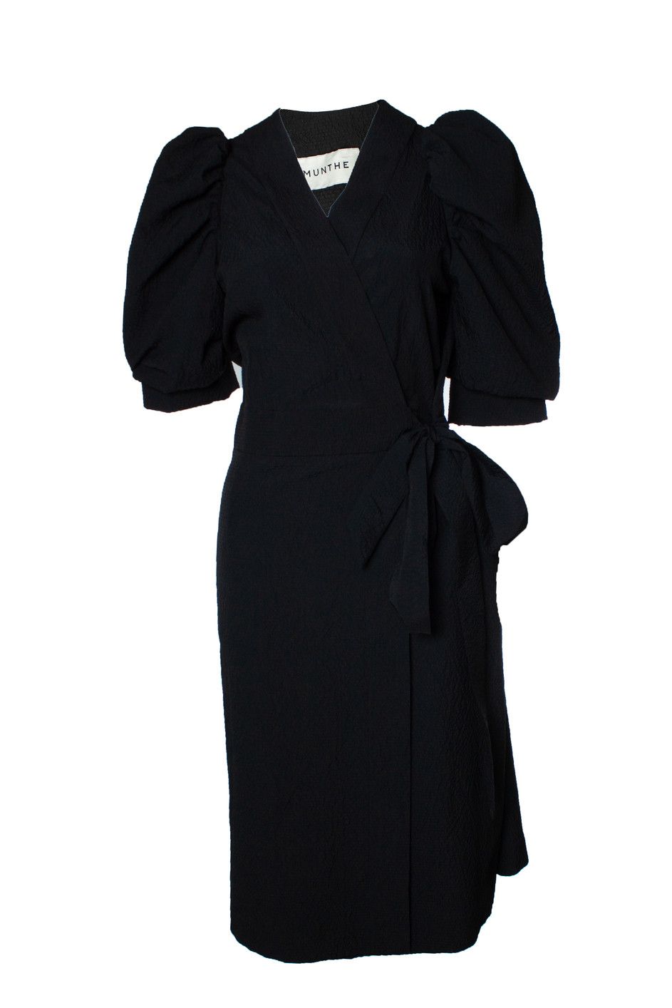 MUNTHE Munthe, black wrap dress with shirt balloon sleeves Size M / US 6-8 / IT 42-44 - 1 Thumbnail