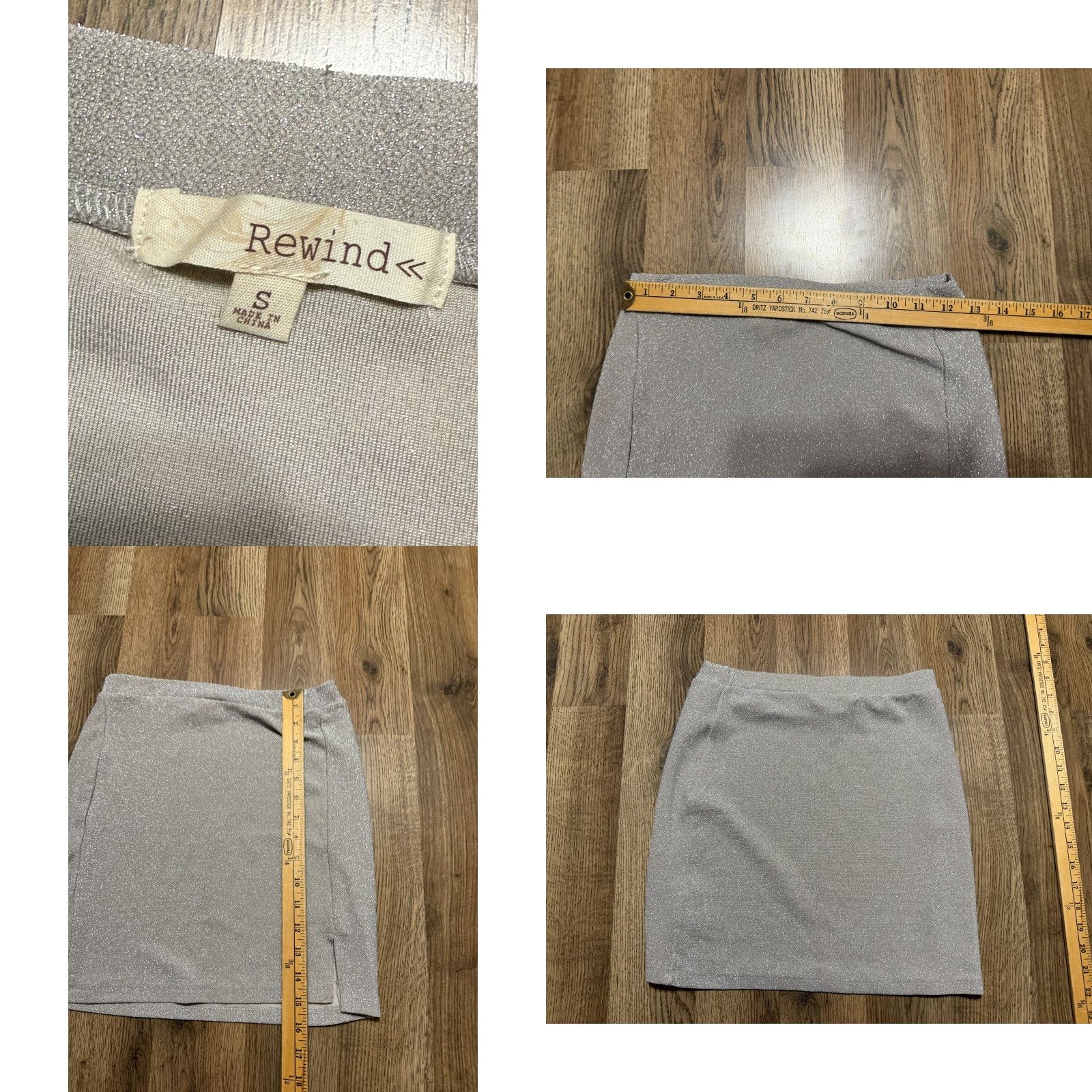 Vintage NWT Rewind Outfit Womens Small Silver Sparkly Long Sleeve Crop Top Skirt Short Set Size S / US 4 / IT 40 - 10 Thumbnail
