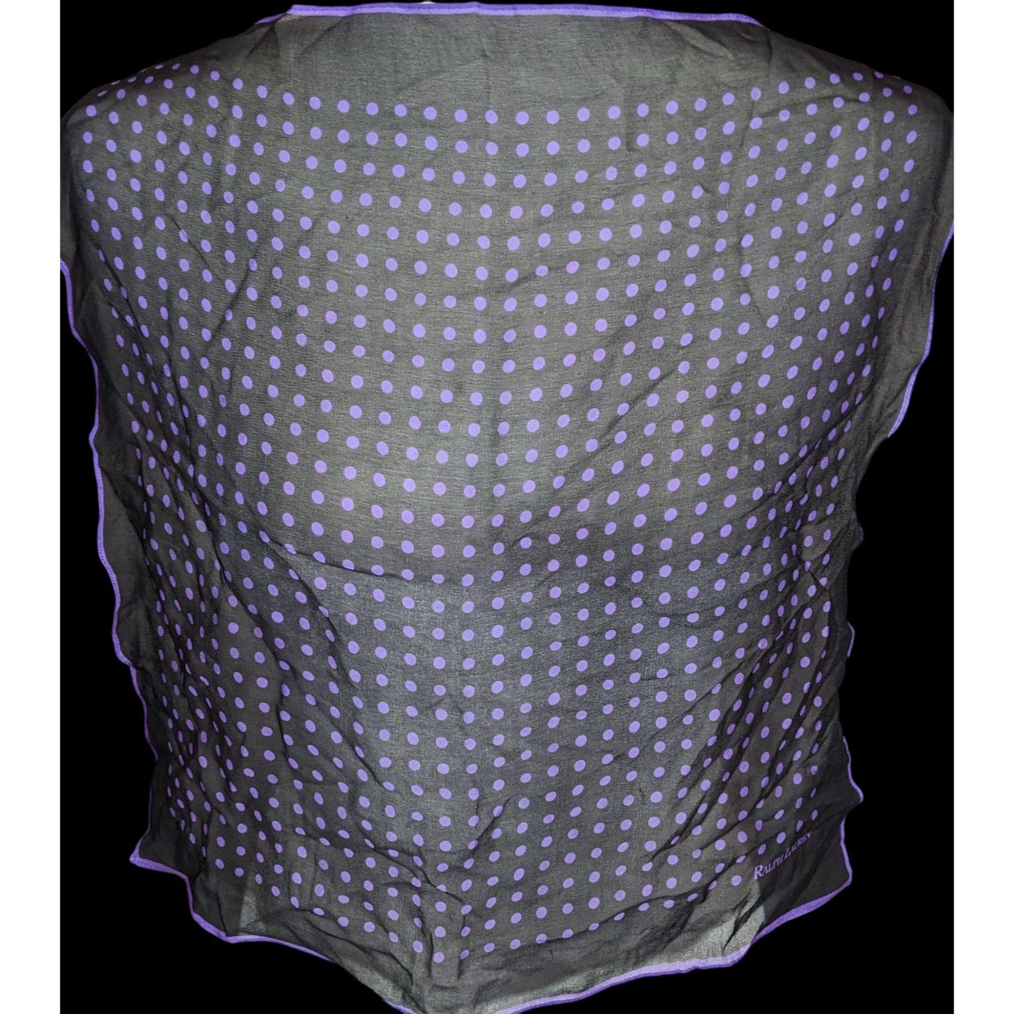 Ralph Lauren Preppy Goth Ralph Lauren Black And Purple Polka Dot Sheer Sq Size ONE SIZE - 1 Thumbnail