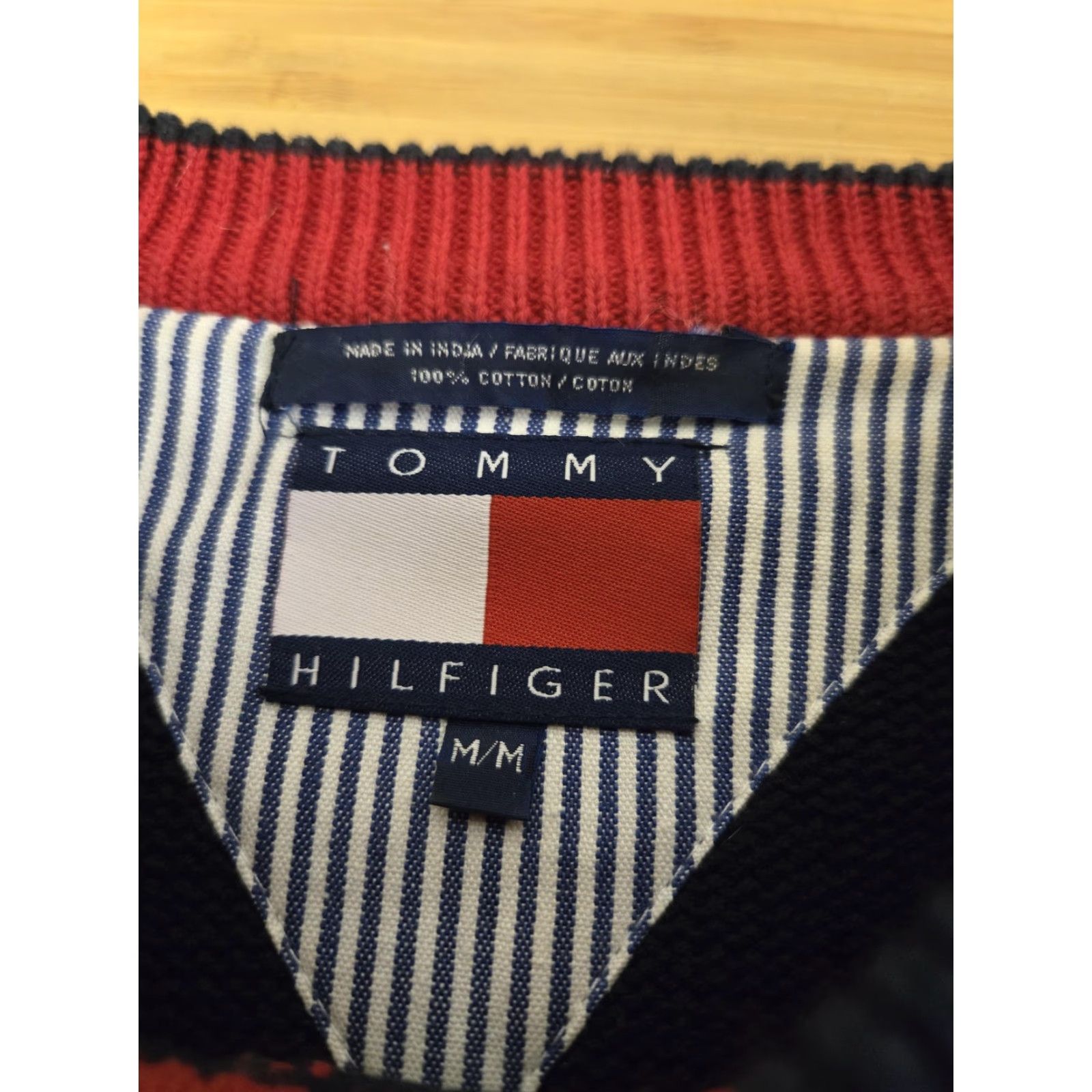 Tommy Hilfiger VINTAGE Tommy Hilfiger Sweater Mens M Navy Green Red Striped Cotton Crewneck Preppy Size US M / EU 48-50 / 2 - 4 Thumbnail
