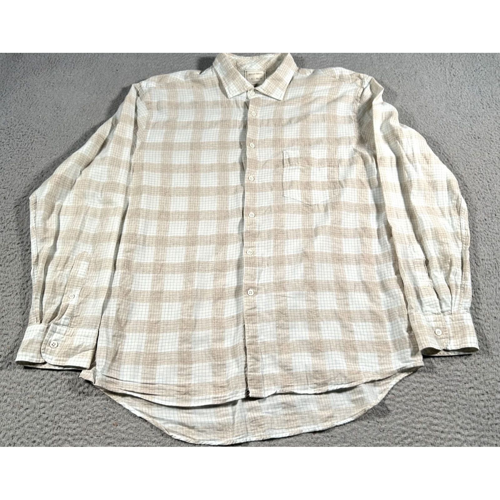 Billy Reid Billy Reid Shirt Mens XL Beige White Plaid Standard Fit Button Up Casual Wear Shirt Mens XL Beige White Plaid Size US XL / EU 56 / 4 - 2 Thumbnail