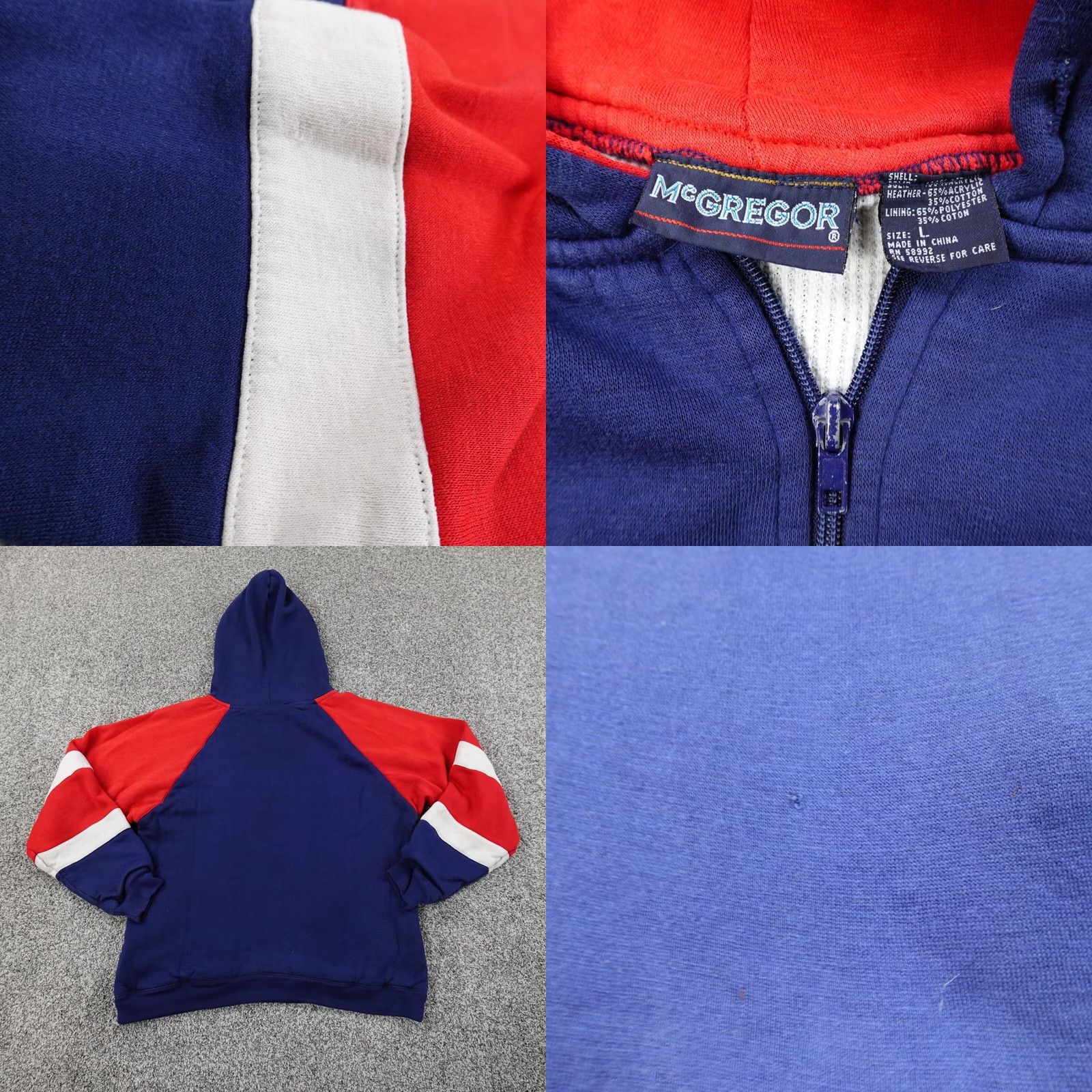 McGregor VINTAGE McGregor Sweater Mens L Red White Blue Outdoor Zip Hoodie Pullover Knit with Pockets, 1/4 Zip, Thermal, 3-Season Wear, Casual Mens Size US L / EU 52-54 / 3 - 8 Thumbnail