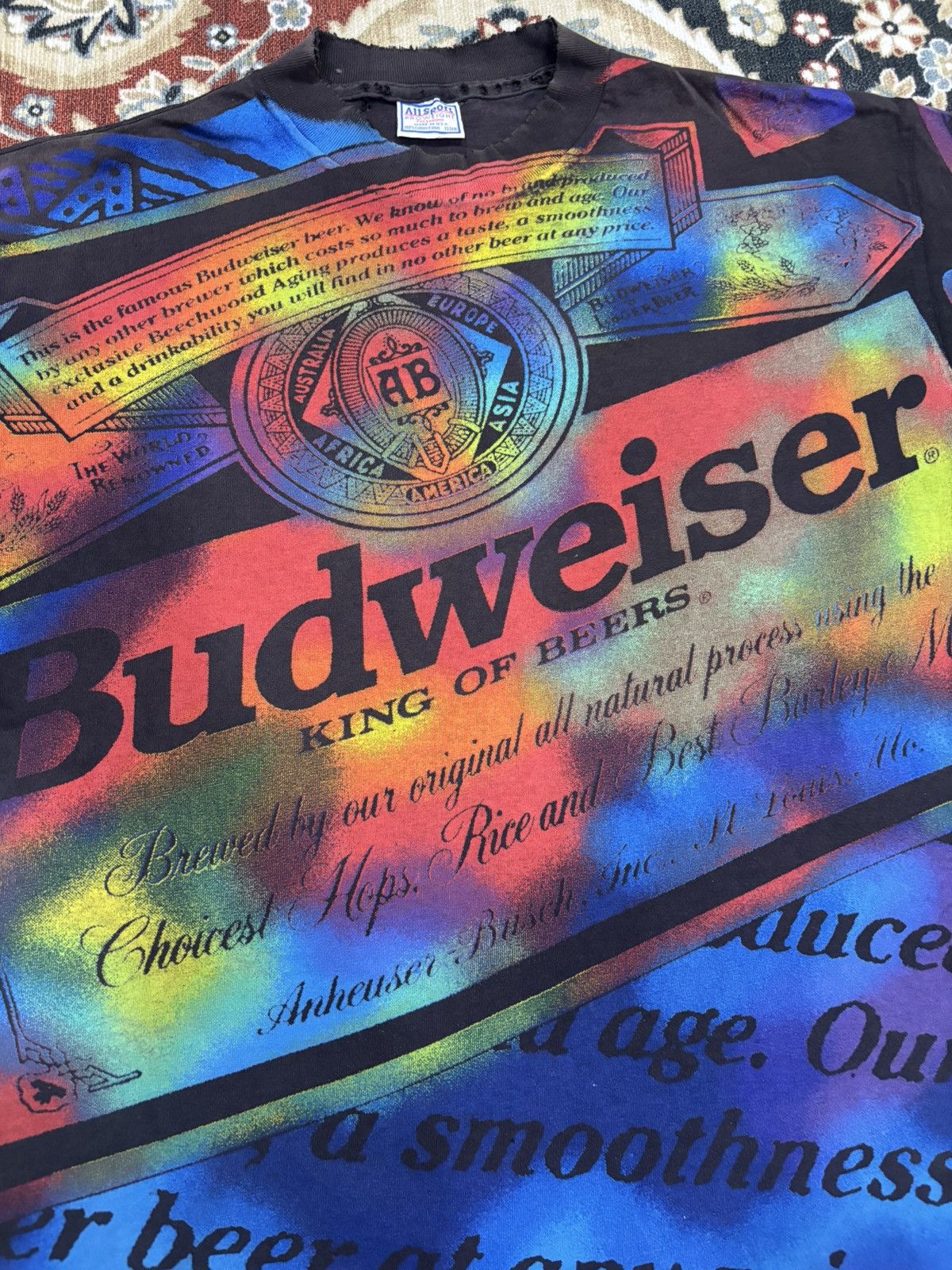 Budweiser × Vintage Vintage 90’s Budweiser AOP Tshirt Size US XL / EU 56 / 4 - 3 Thumbnail