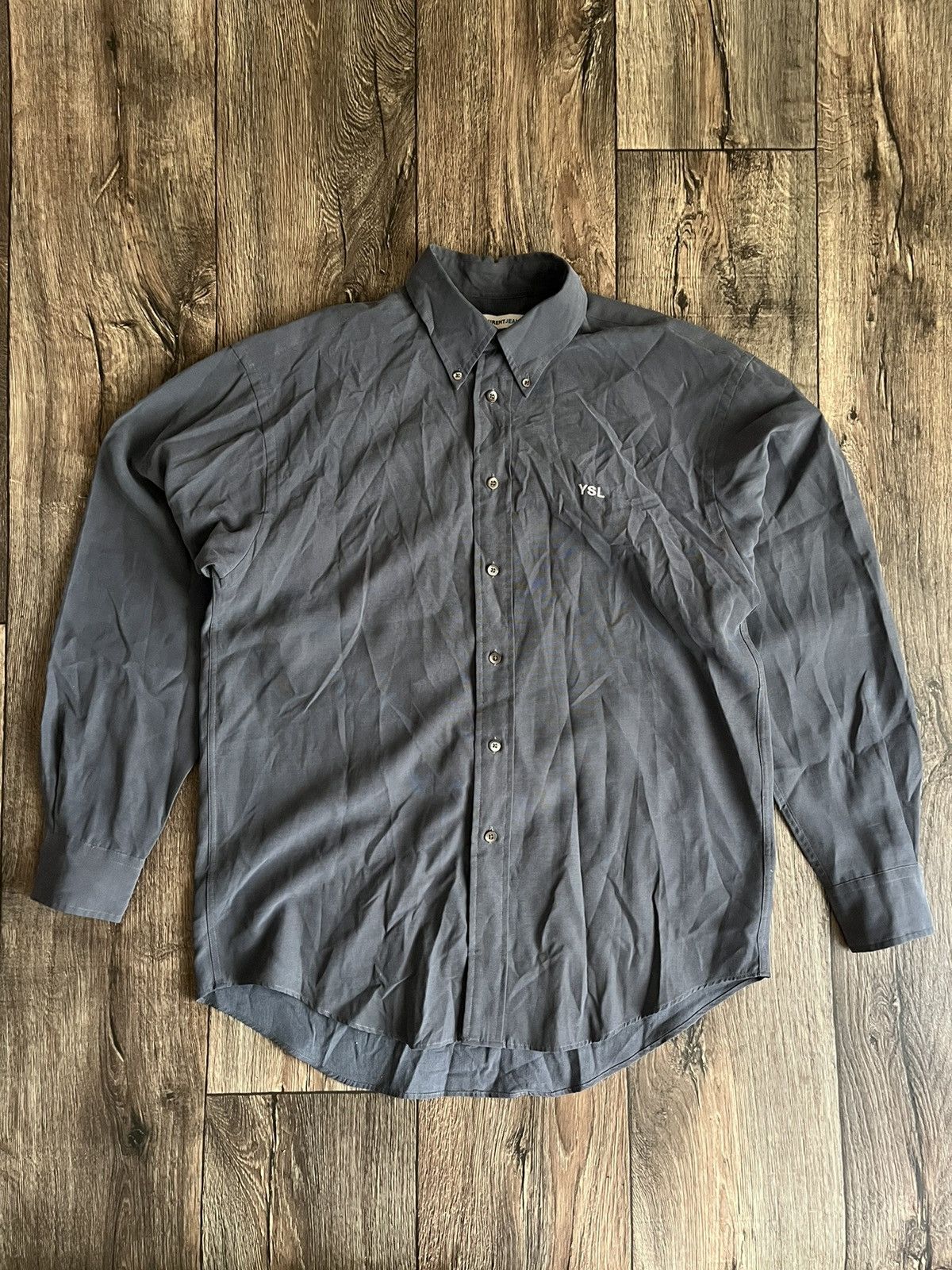 Designer × Yves Saint Laurent YVES SAINT LAURENT Vintage YSL Logo Shirt Button Ups Size US M / EU 48-50 / 2 - 1 Thumbnail