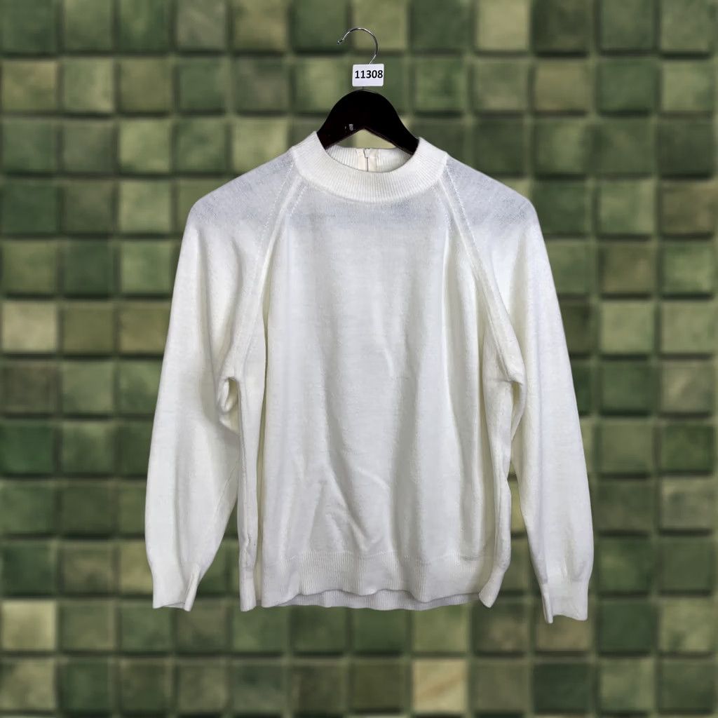 Vintage VINTAGE Designers Originals Large Ivory Zip Back Knit Womens Sweater-11308 Size L / US 10 / IT 46 - 1 Thumbnail