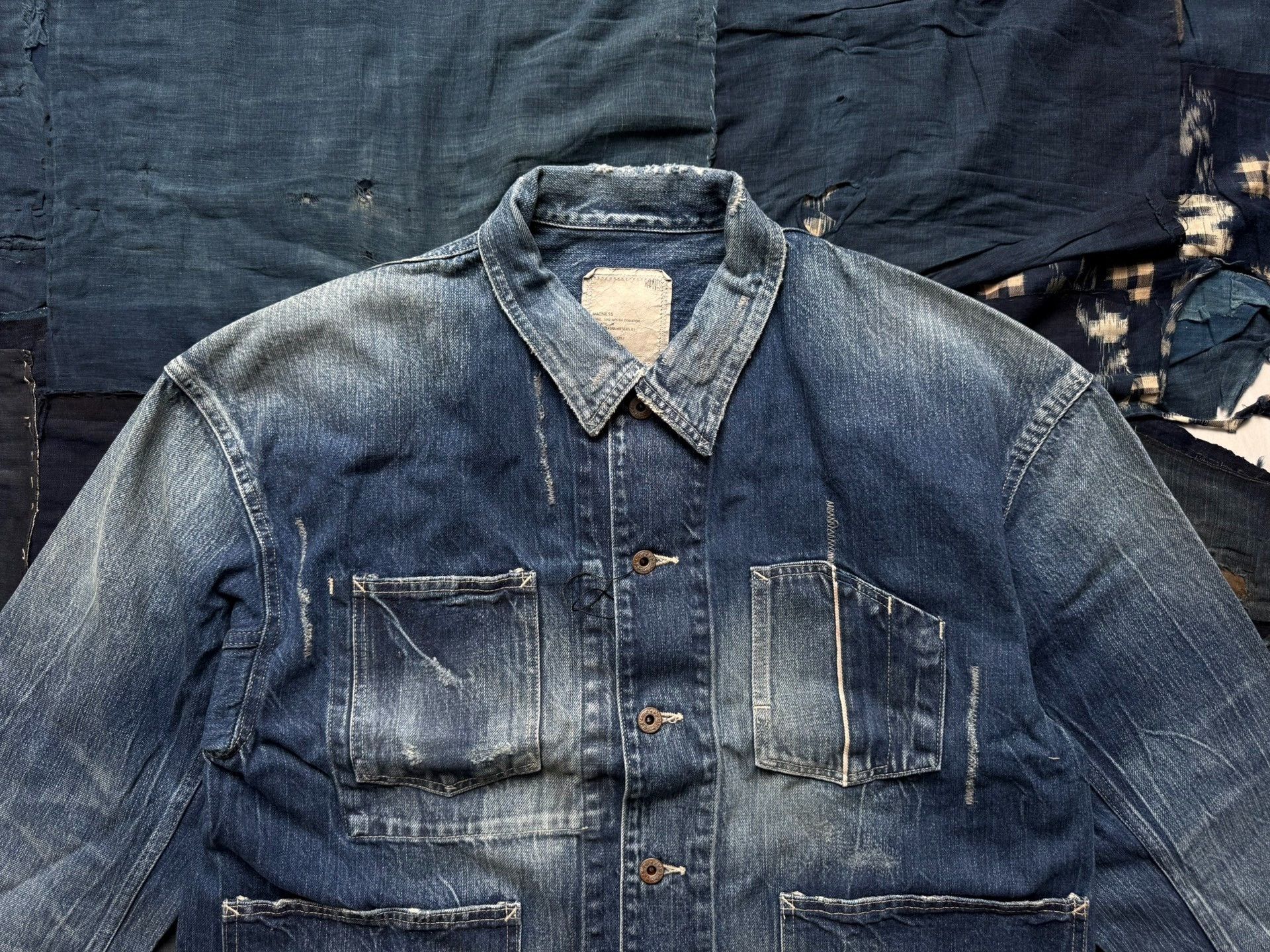 Madness MADNESS 4P Regenerated Denim Chore Jacket Size US XXS / EU 40 - 4 Thumbnail