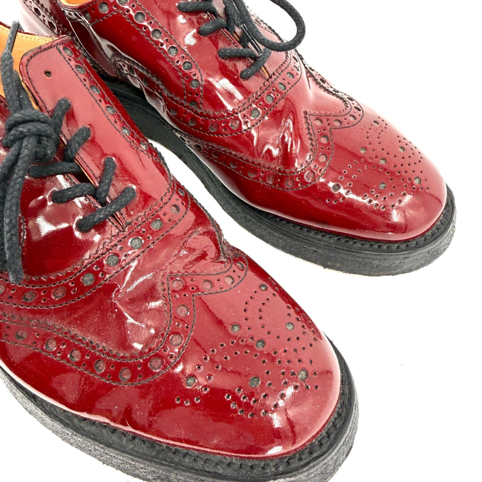 Vintage Nepco Footwear Red Patent Leather Wingtip Platform Brogues Size US 7 / EU 40 - 3 Thumbnail