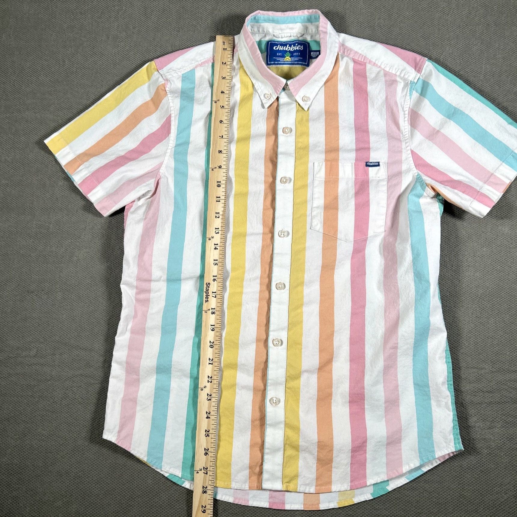 Chubbies Chubbies Button-Up Shirt Men Short Sleeve Pastel Striped Medium PDF Size US M / EU 48-50 / 2 - 4 Thumbnail