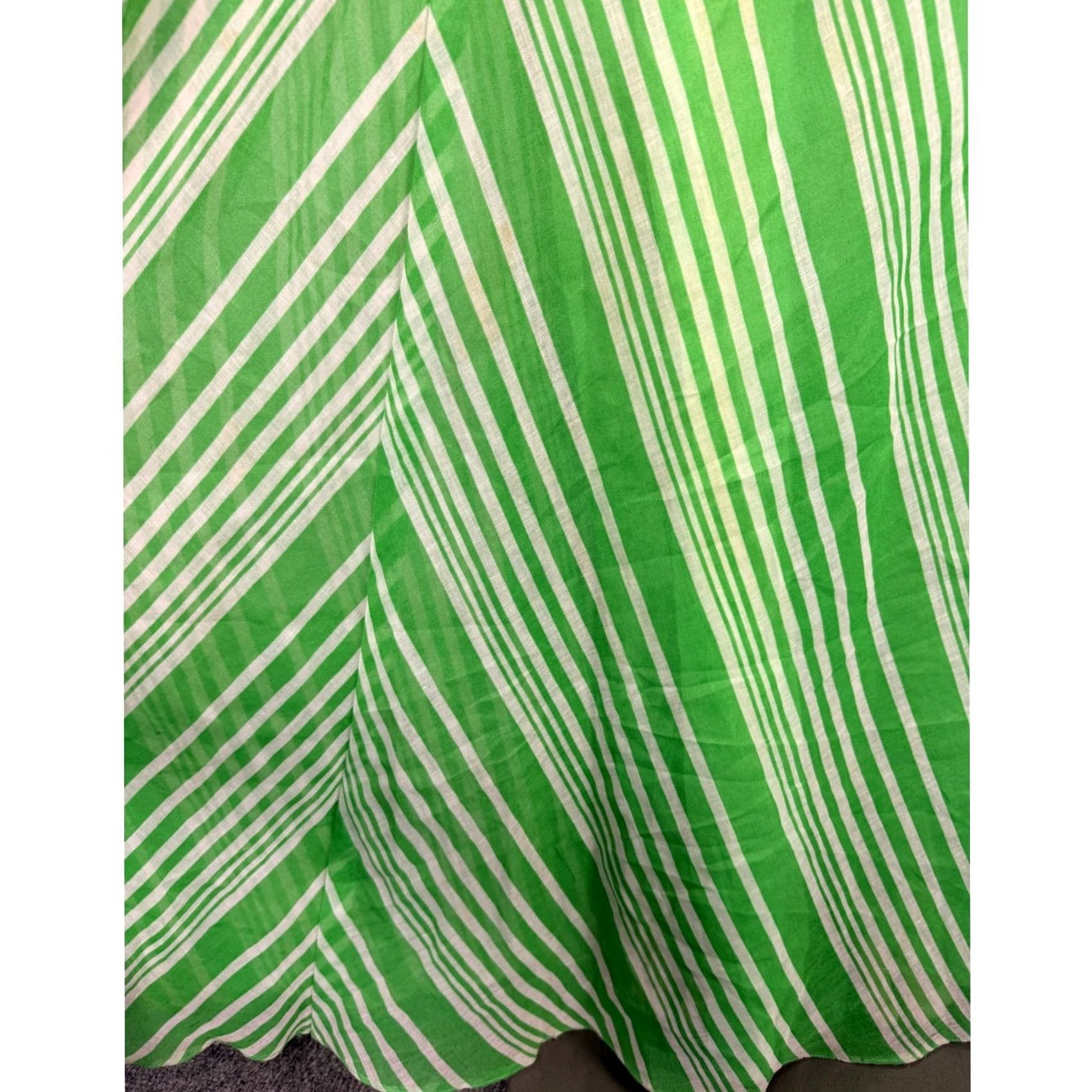 Vintage VINTAGE 1970s Women's Maxi Dress Cotton Polyester Green 10 S Striped V neck Party K3-21 Size S / US 4 / IT 40 - 5 Thumbnail