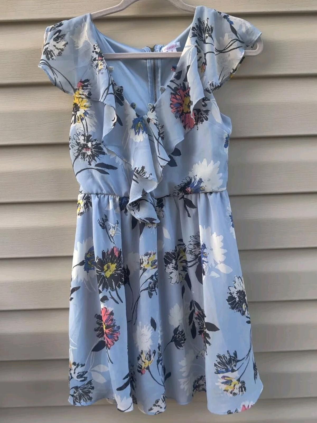 Other Xhilaration Womens Blue Floral Dress Size Medium M Beach flo Size 32" / US 10 / IT 46 - 3 Thumbnail