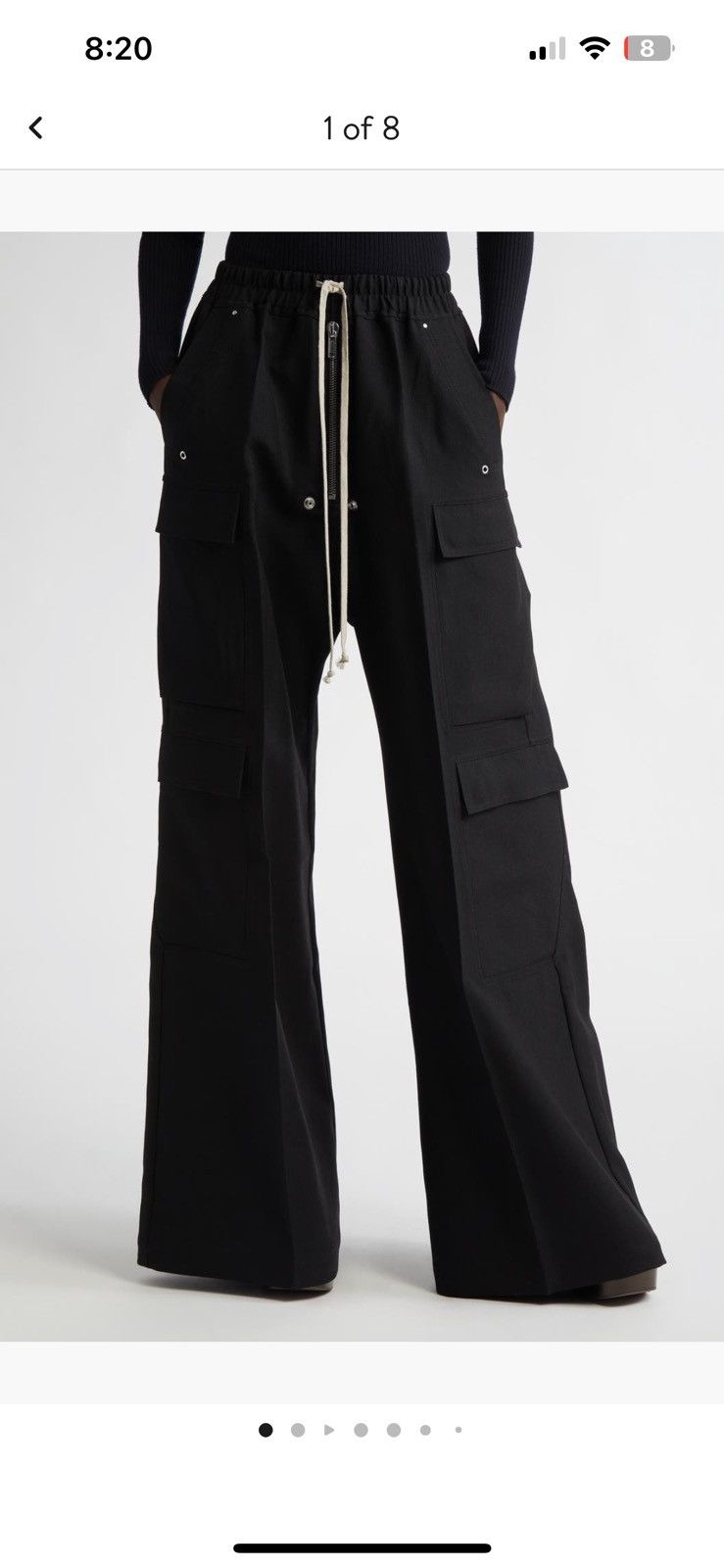 Rick Owens Porterville Wool Wide Leg Cargo Pants Size 28" / US 6 / IT 42 - 2 Thumbnail