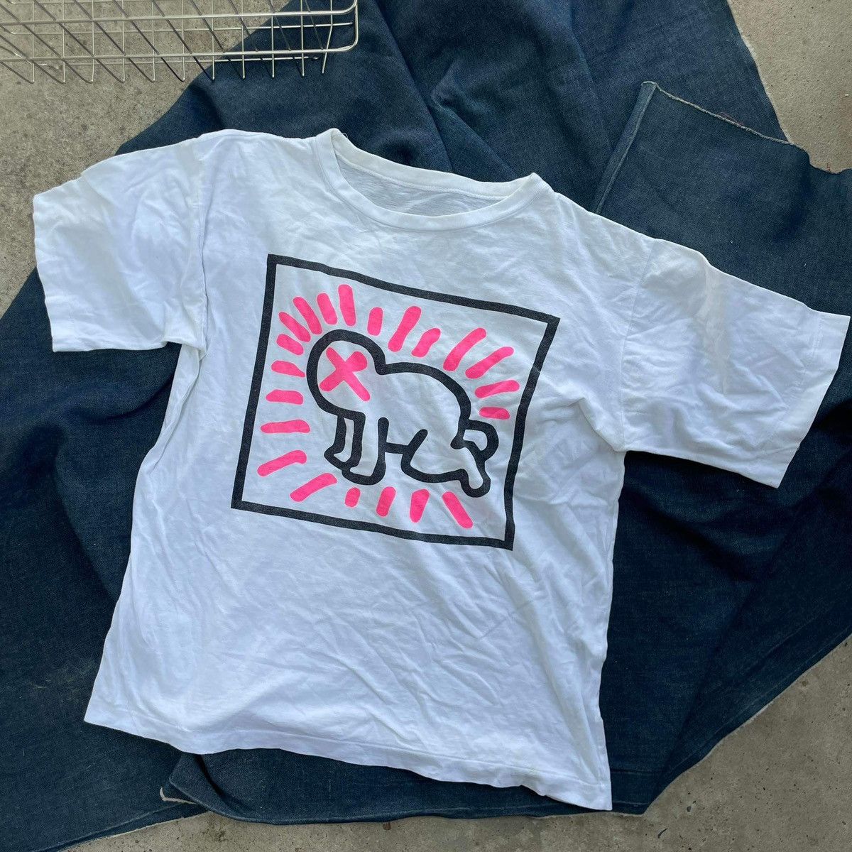 image of Art x Keita Mruyama Vintage Keith Harring T-Shirt in White, Men's (Size Large)