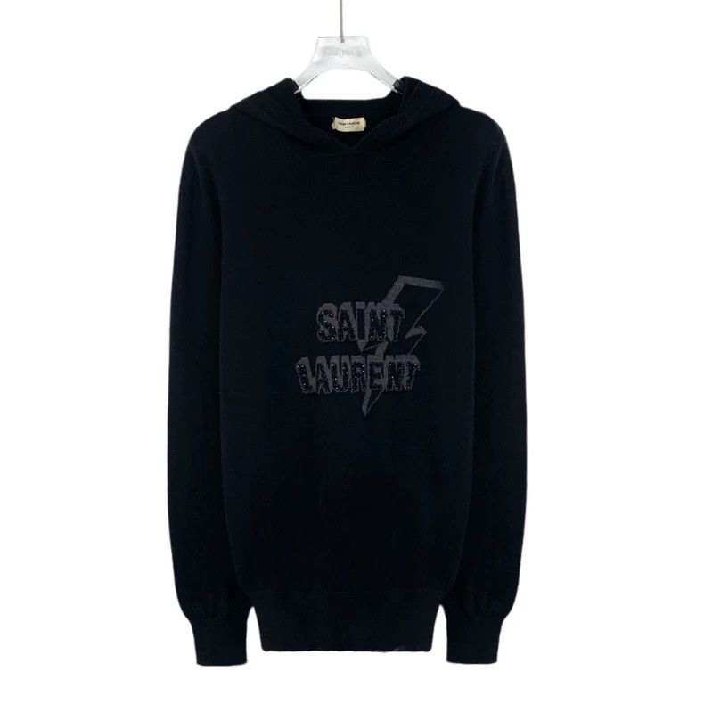 Saint Laurent Paris Black beaded letter printed cotton hoo