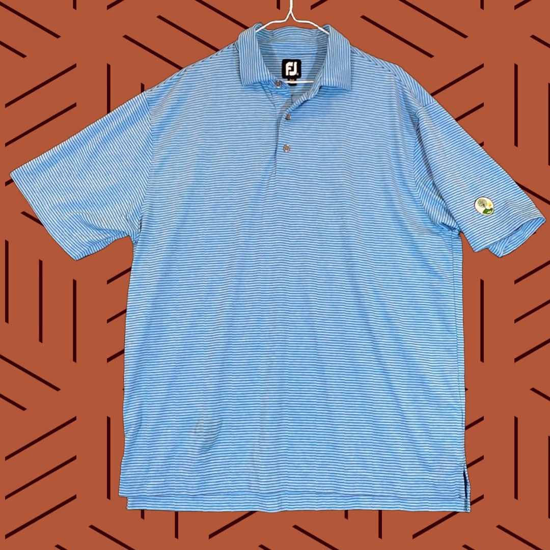 Footjoy Footjoy Polo Mens XL Blue Striped Golf Shirt S/S Course Logo Casual FJ Size US XL / EU 56 / 4 - 1 Thumbnail