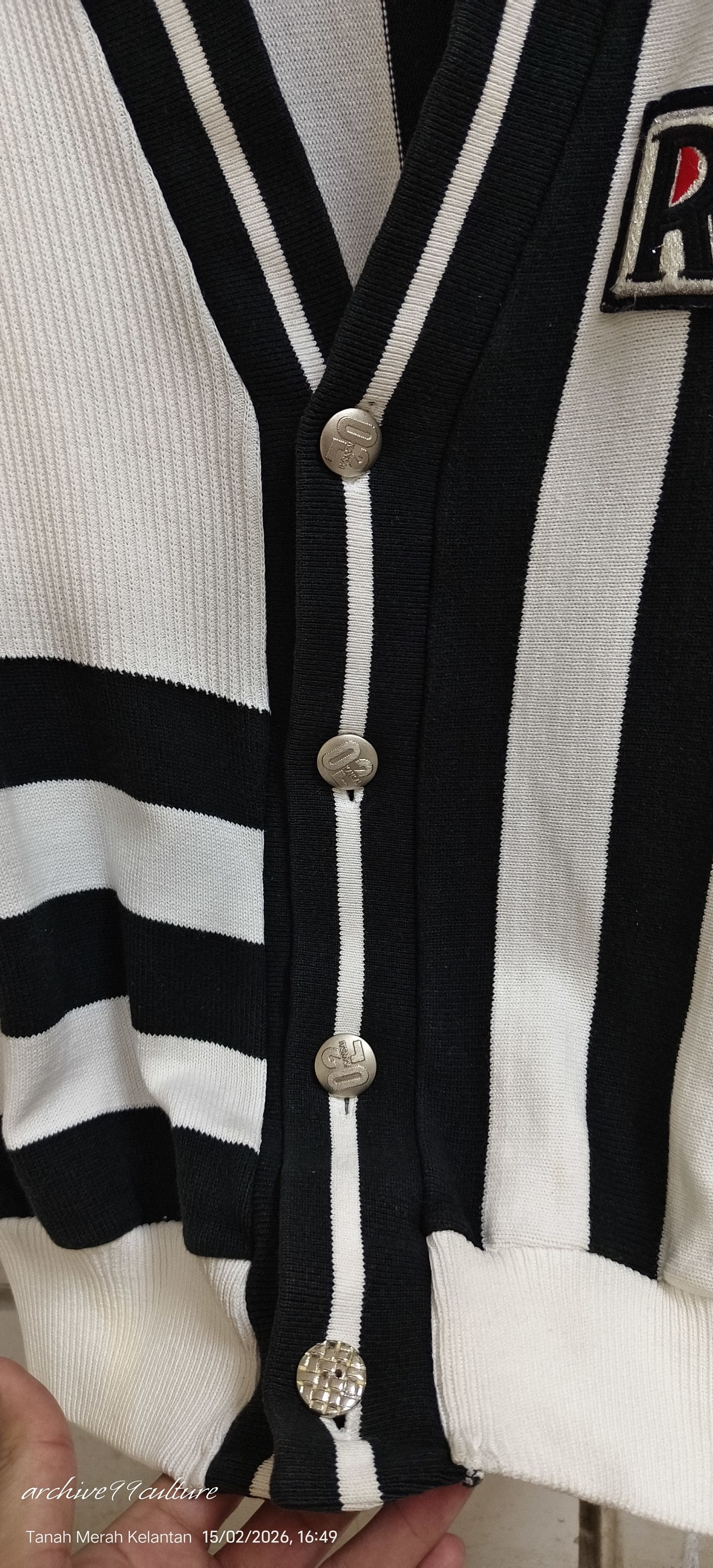 Kansai Yamamoto Vintage Kansai Yamamoto O2 Asymmetric Striped Cardigan Japan Size US M / EU 48-50 / 2 - 20 Thumbnail