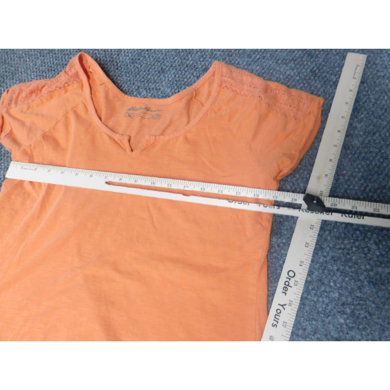 Eddie Bauer Eddie Bauer Womens Shirt PM Petites Orange Stretch Outdoors Crew Neck Casual Short Sleeve Blouse Button Cotton Rayon Basic Outdoor Women Mens? Size M / US 6-8 / IT 42-44 - 5 Thumbnail