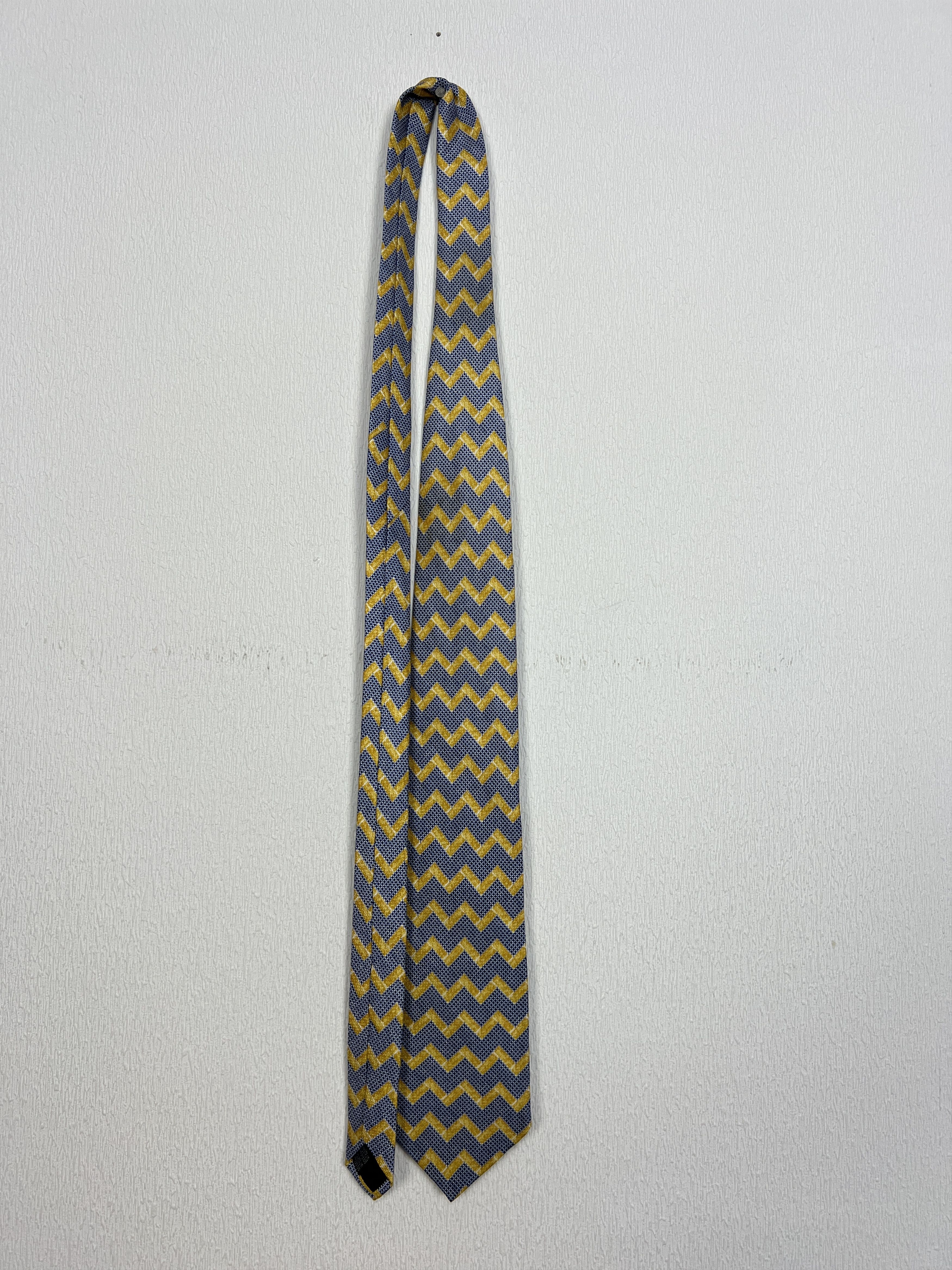 Saint Laurent Paris Yves Saint Laurent D12 Silk Tie Navy & Yamabuki Yellow Adult Size ONE SIZE - 2 Thumbnail