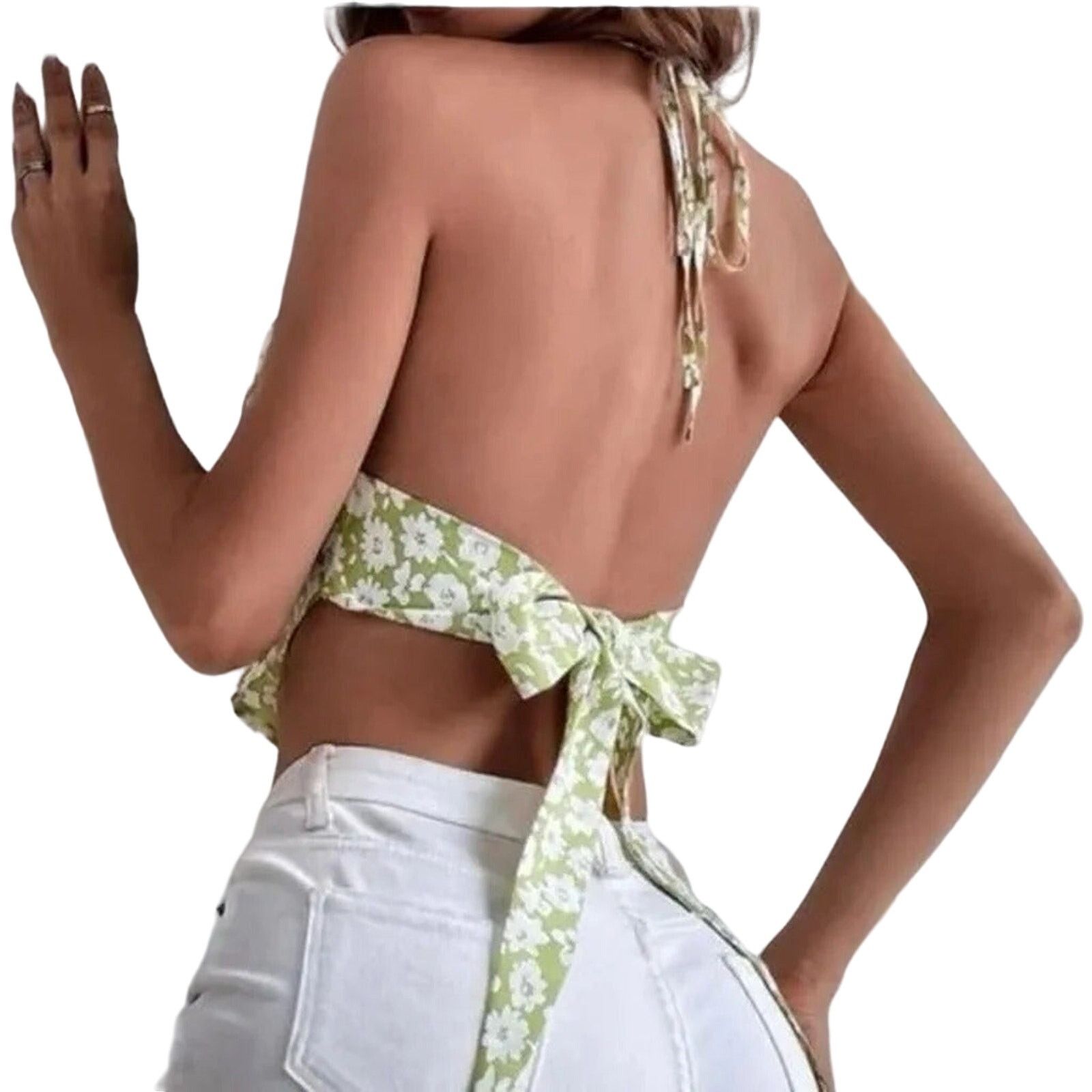 Other Floral Green Handkerchief Hem Tie Back Tank Top Size Small Size S / US 4 / IT 40 - 4 Thumbnail