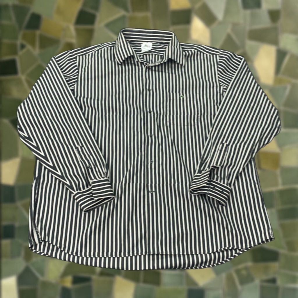 Lacoste Lacoste Mens Shirt 46 Dark Gray Striped Long Sleeve Pocket Button-Up Collared Shirt Adult Mens Size US XXL / EU 58 / 5 - 1 Thumbnail