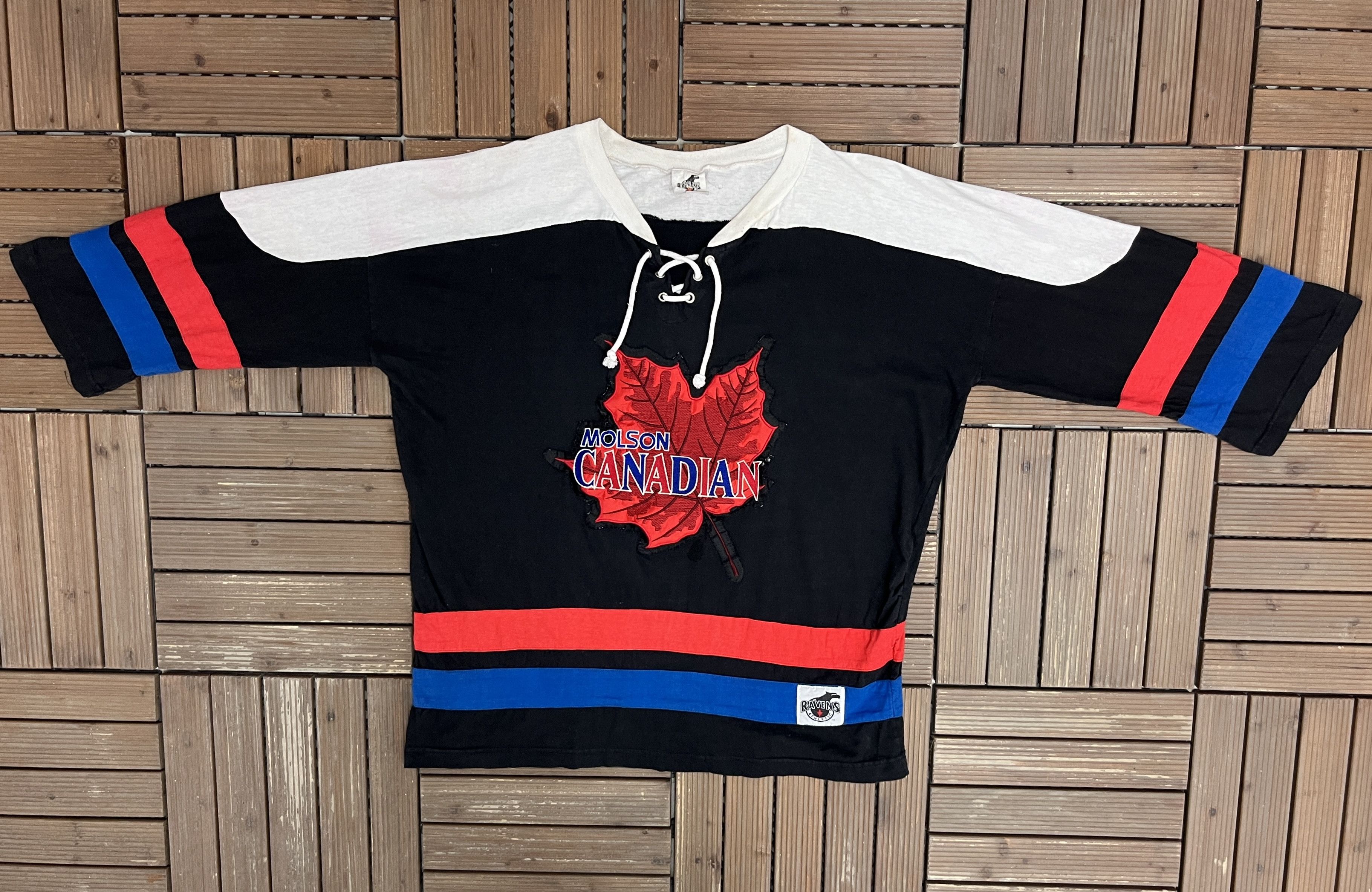 Vintage Molson Canadian Stitched Vintage Black 3/4 Sleeve Shirt Size US L / EU 52-54 / 3 - 5 Thumbnail