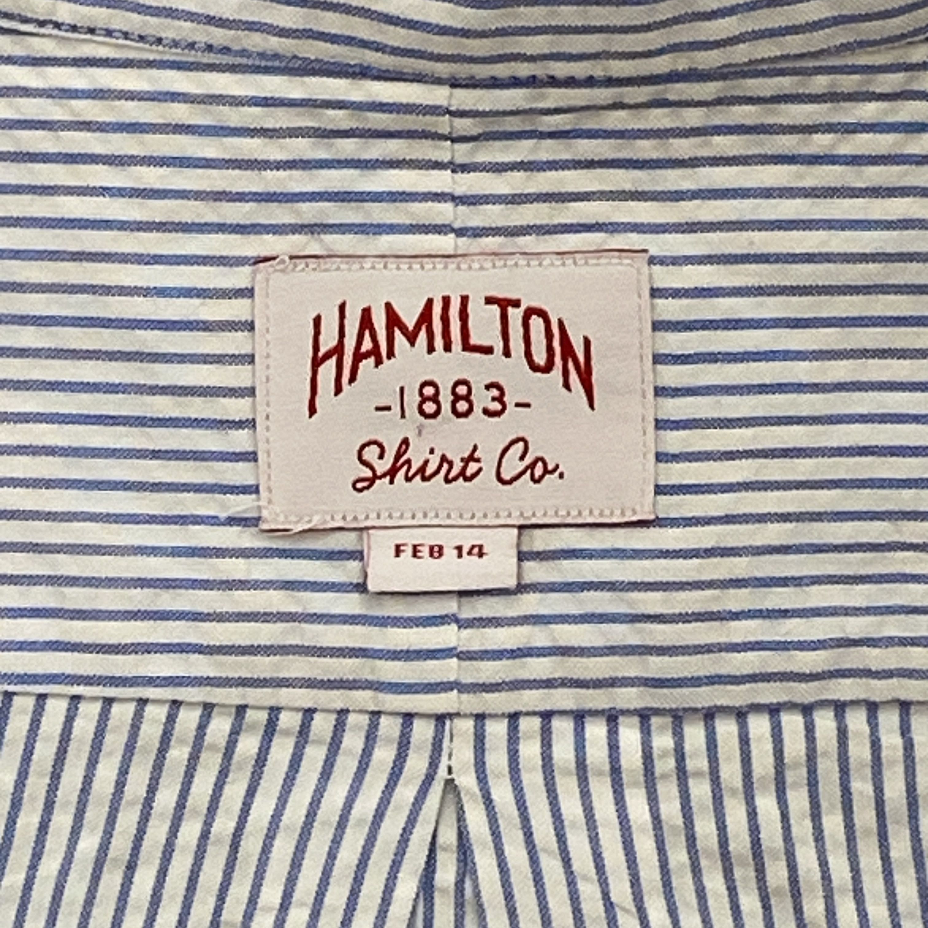 Hamilton Shirts SEERSUCKER Shirt Men XL Blue Striped Puckered Short Sleeve Size US XL / EU 56 / 4 - 2 Thumbnail